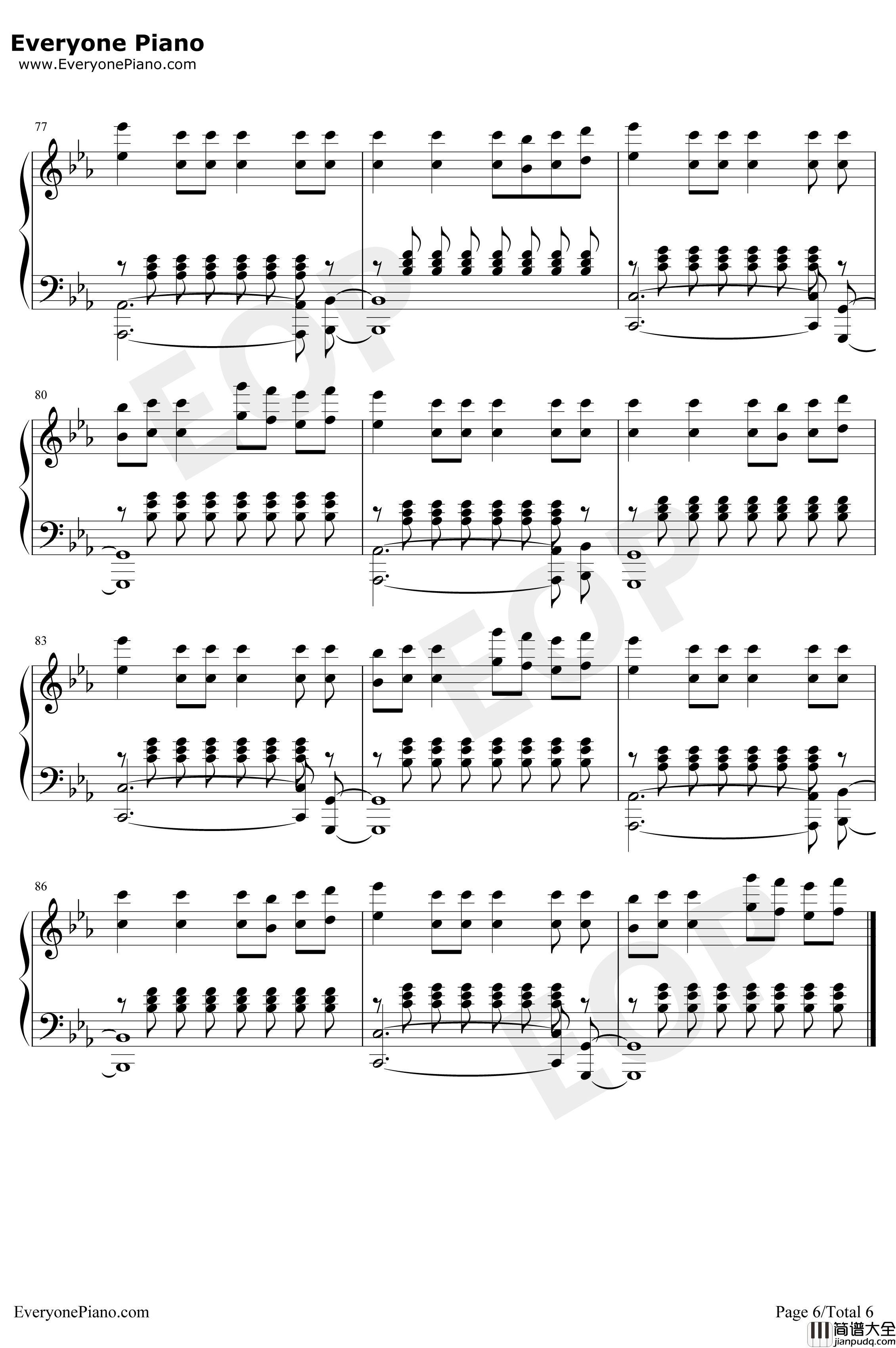 Handclap钢琴谱_Fitz&TheTantrums_神偷奶爸3宣传曲