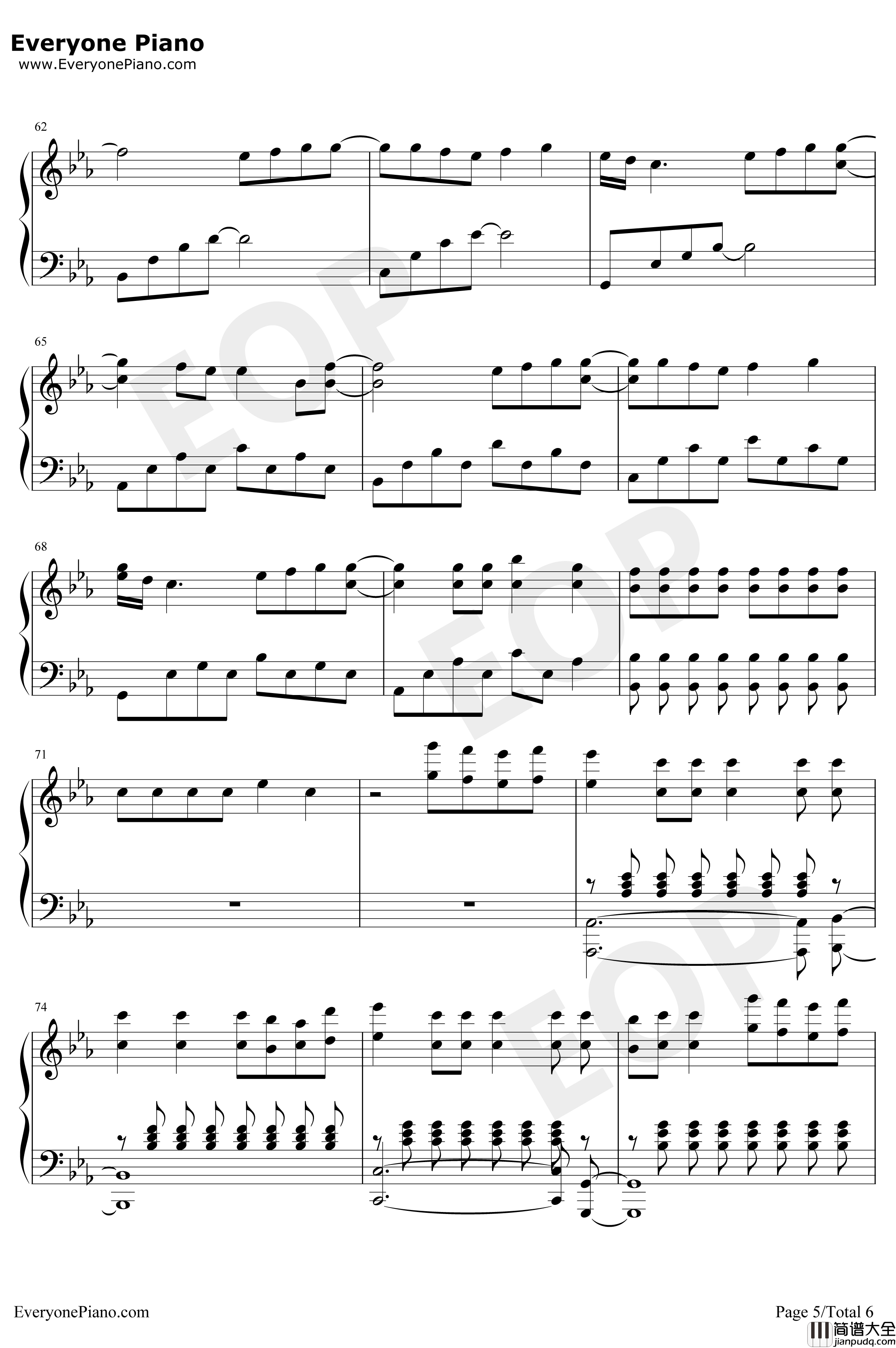 Handclap钢琴谱_Fitz&TheTantrums_神偷奶爸3宣传曲