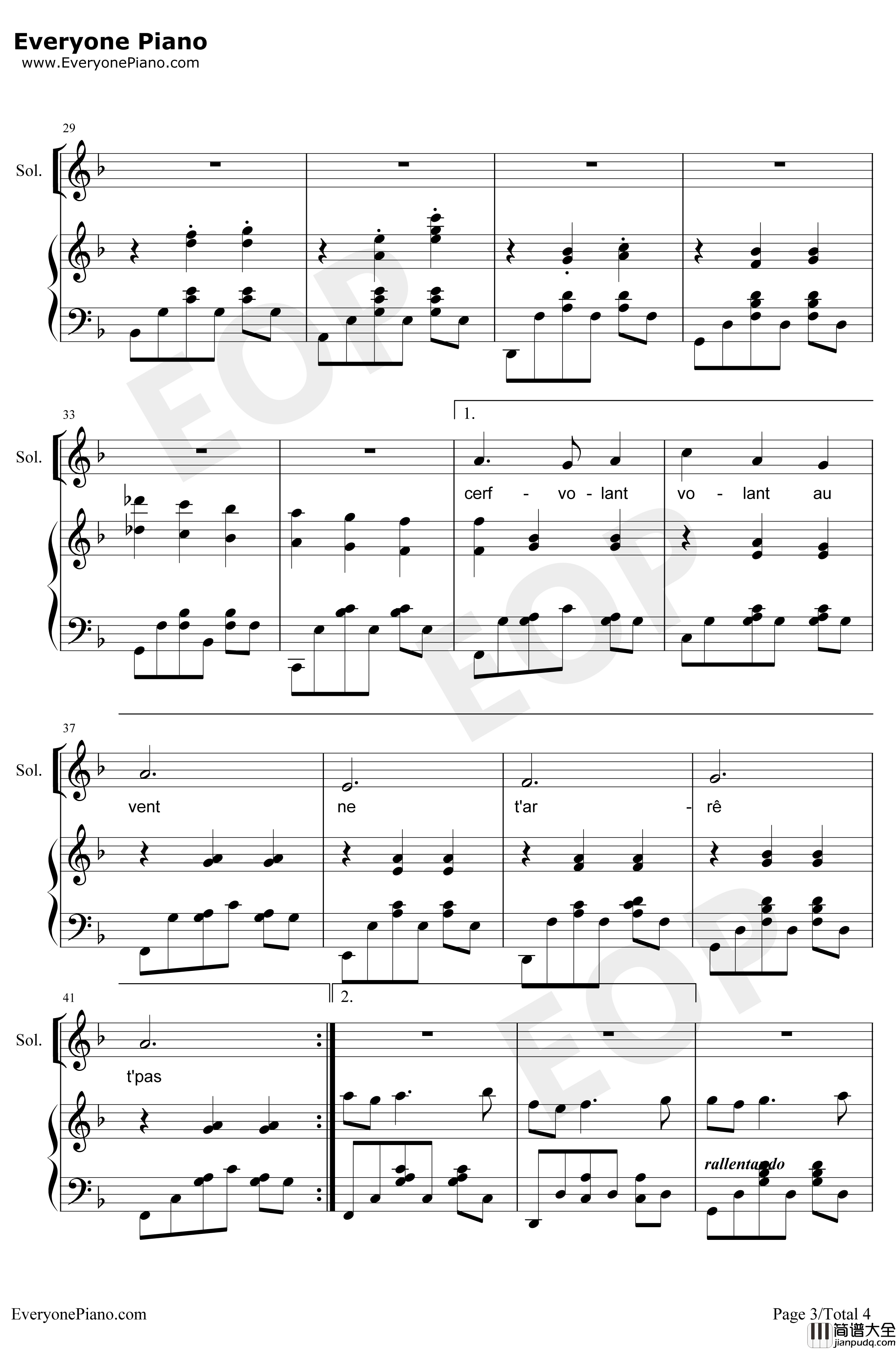 Cerf钢琴谱_BrunoCoulais_volant_风筝_放牛班的春天插曲