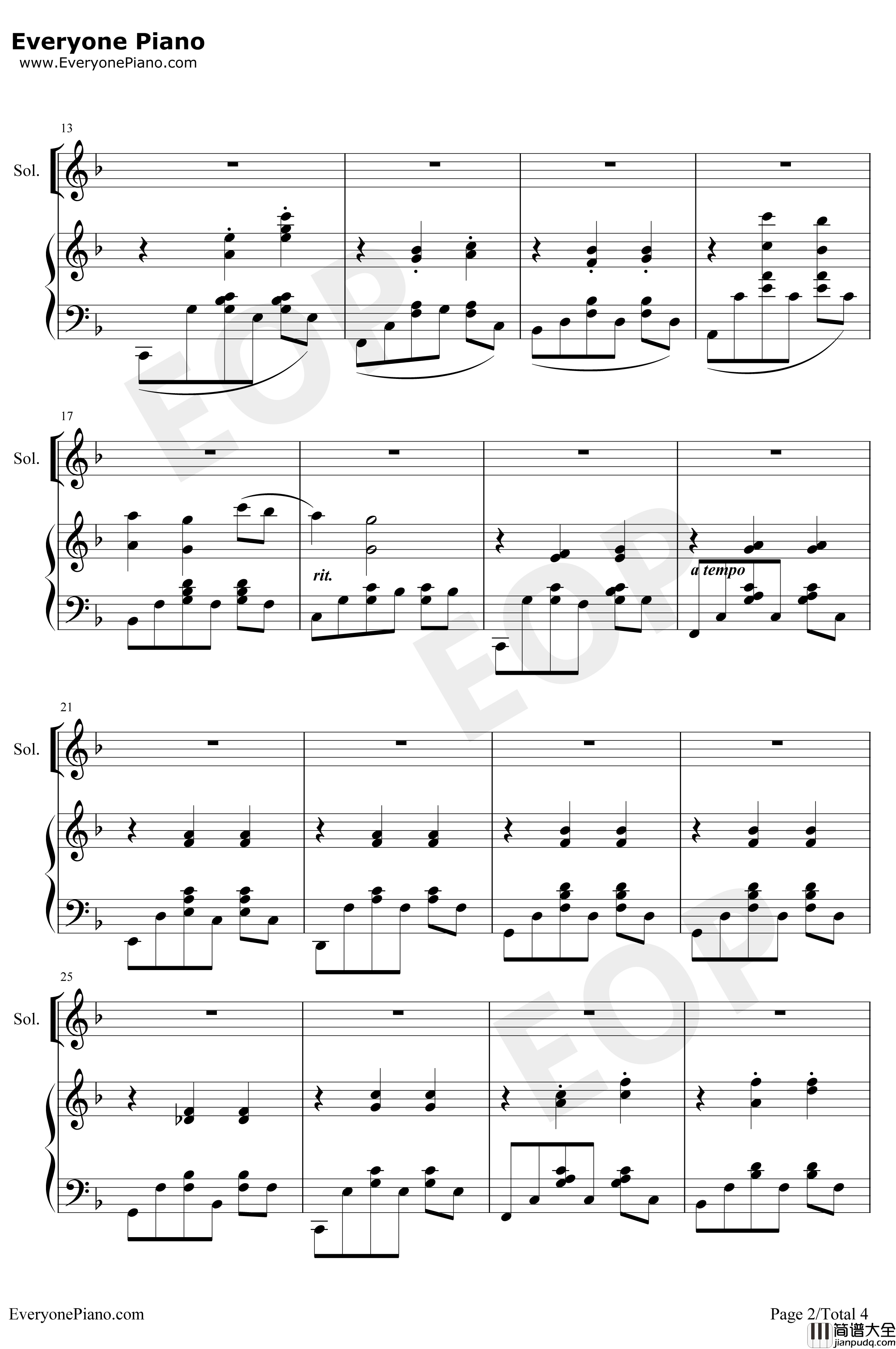 Cerf钢琴谱_BrunoCoulais_volant_风筝_放牛班的春天插曲