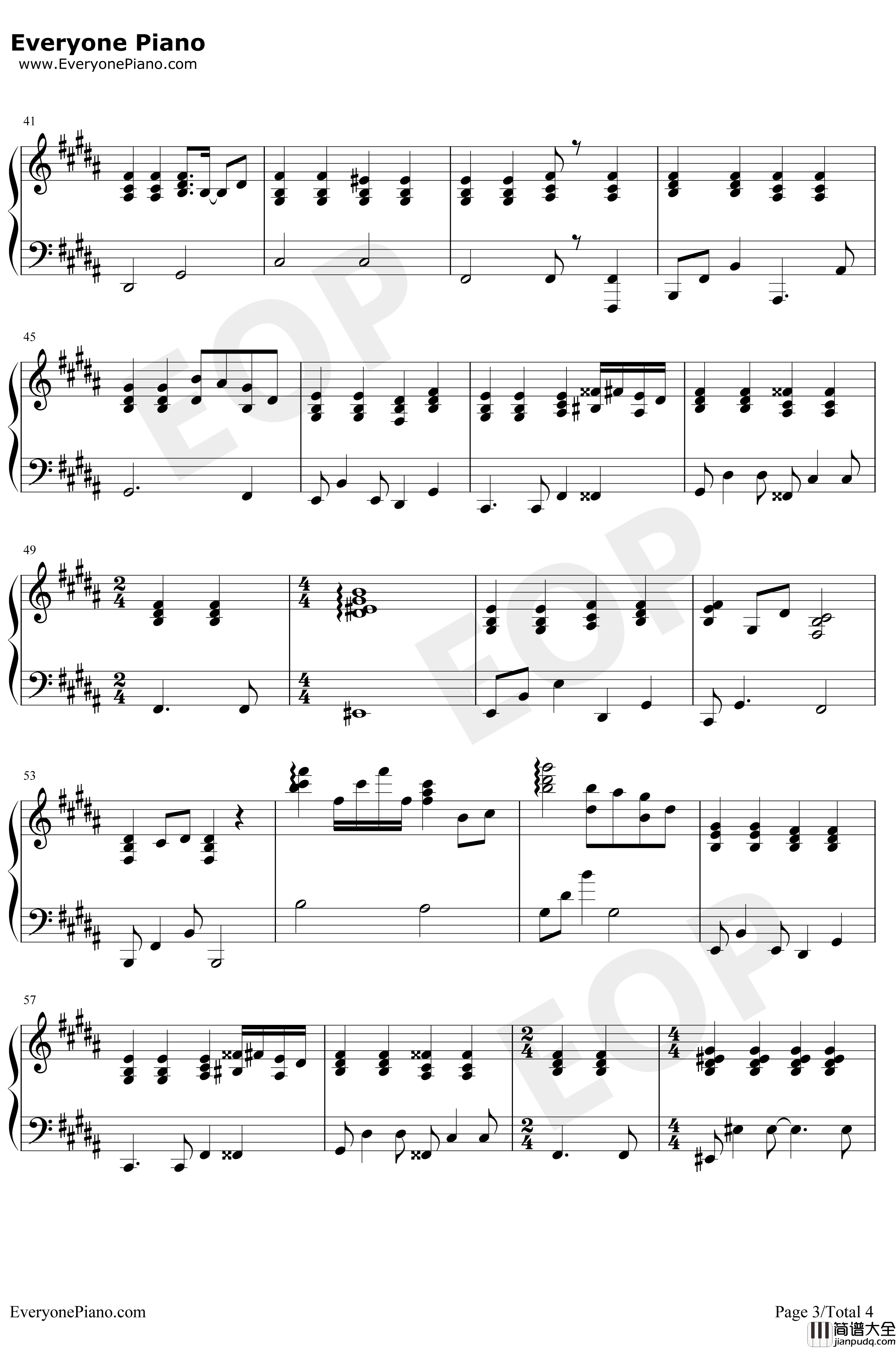 不哭钢琴谱_Sunnee_电影悲伤逆流成河推广曲_弹唱版