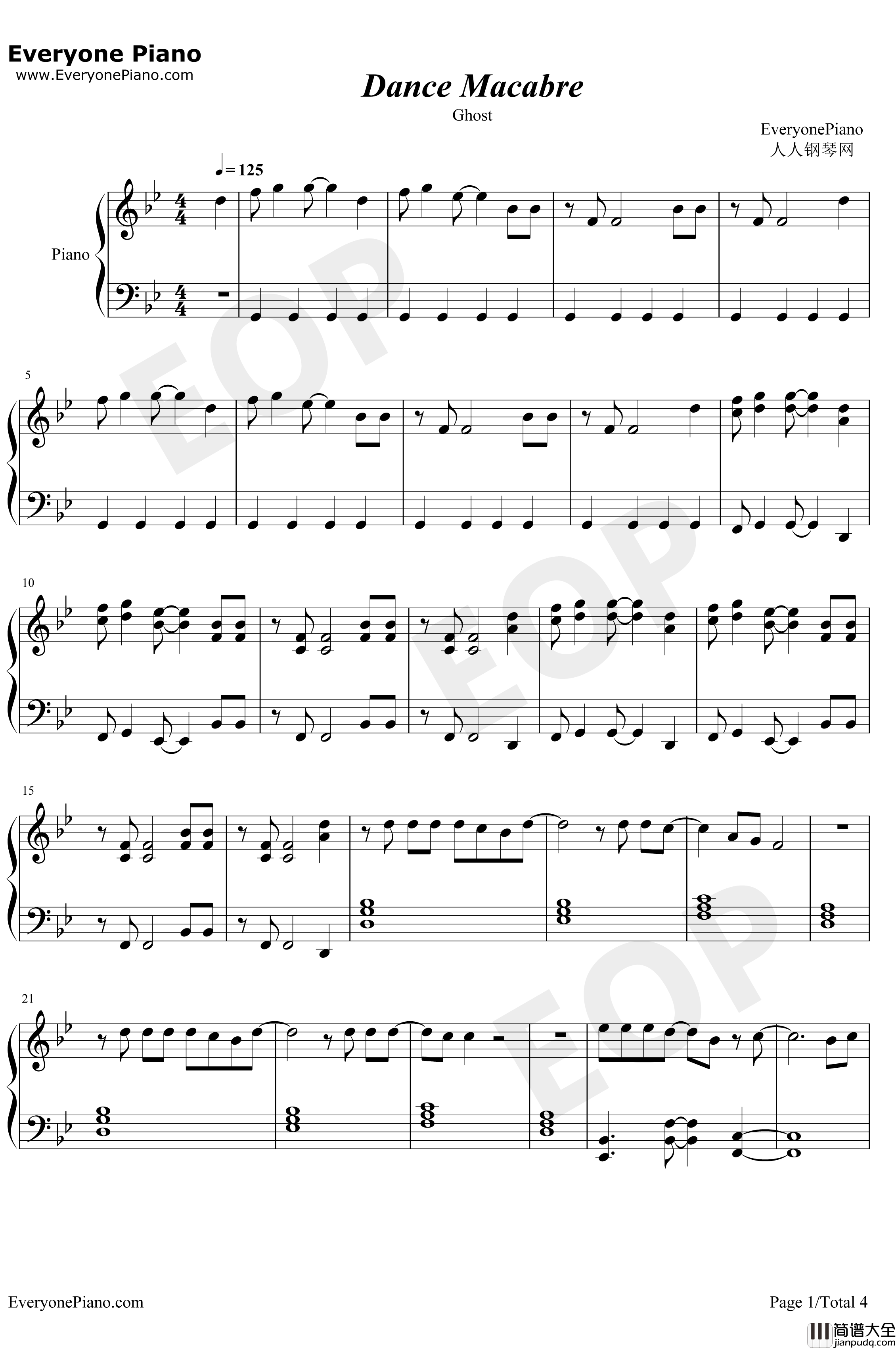 Dance_Macabre钢琴谱_Ghost