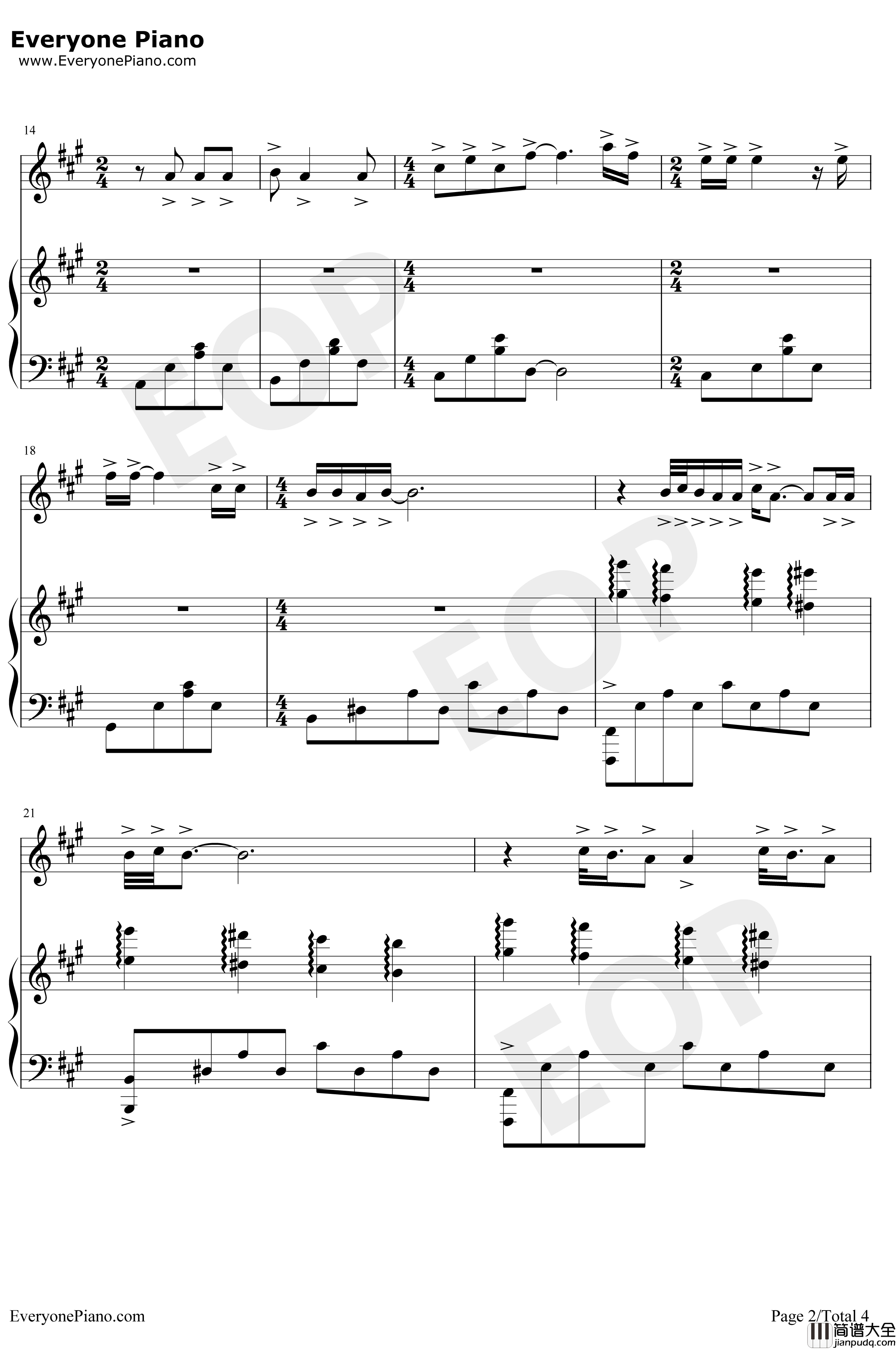 喵喵之歌钢琴谱_犬山犬子_神奇宝贝片尾曲