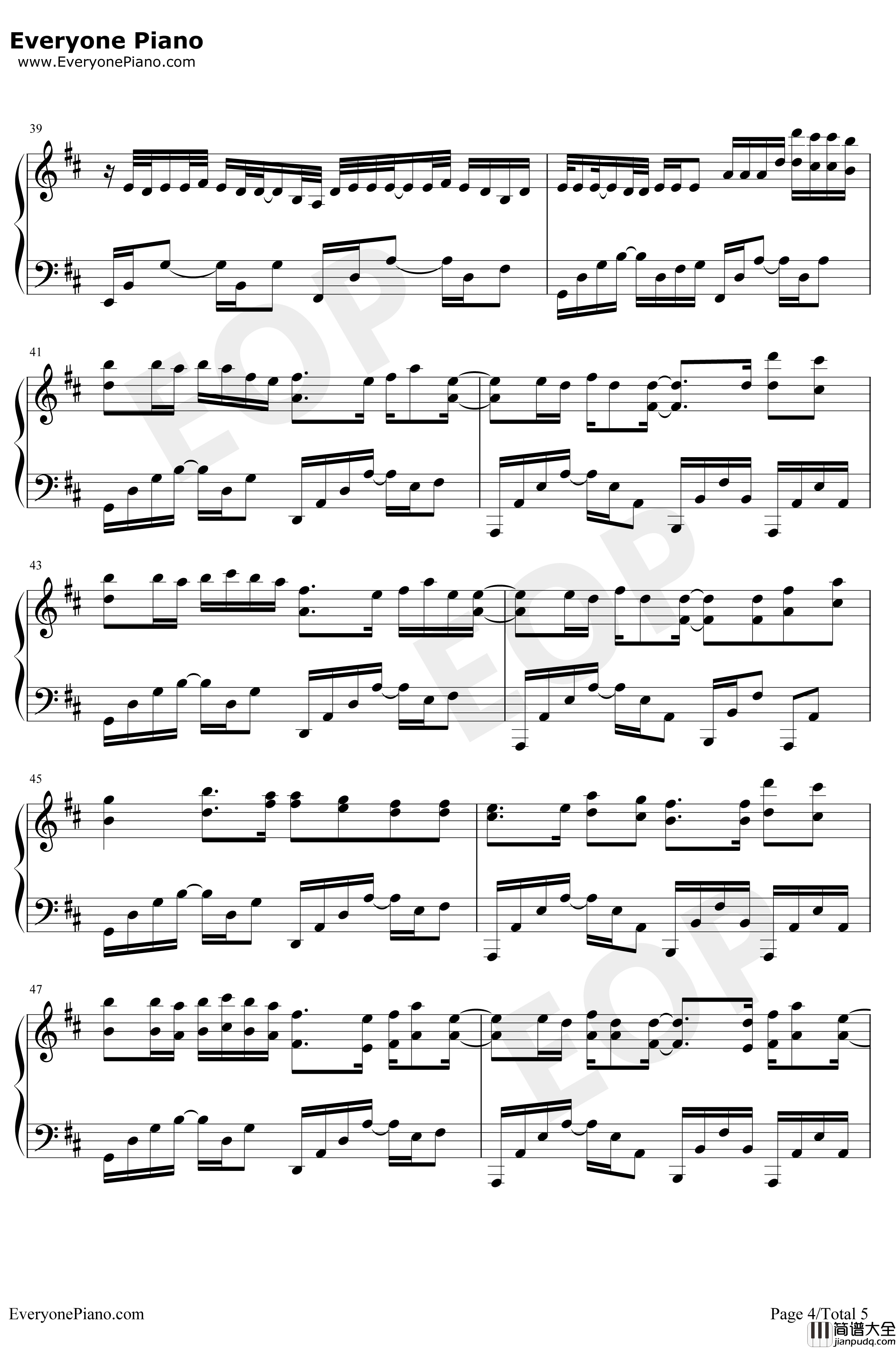 一百万个可能钢琴谱_ChristineWelch_华丽版