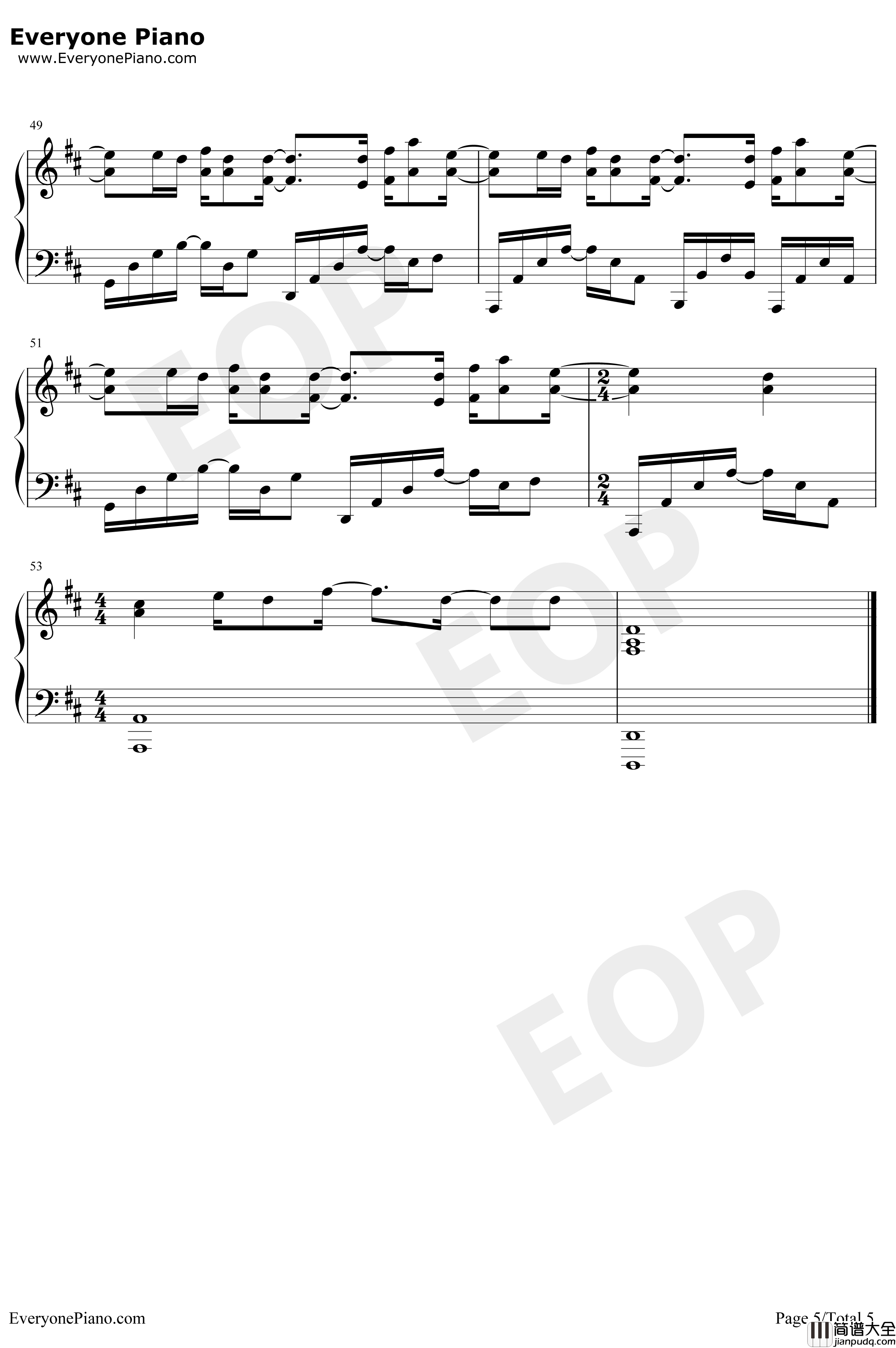 一百万个可能钢琴谱_ChristineWelch_华丽版