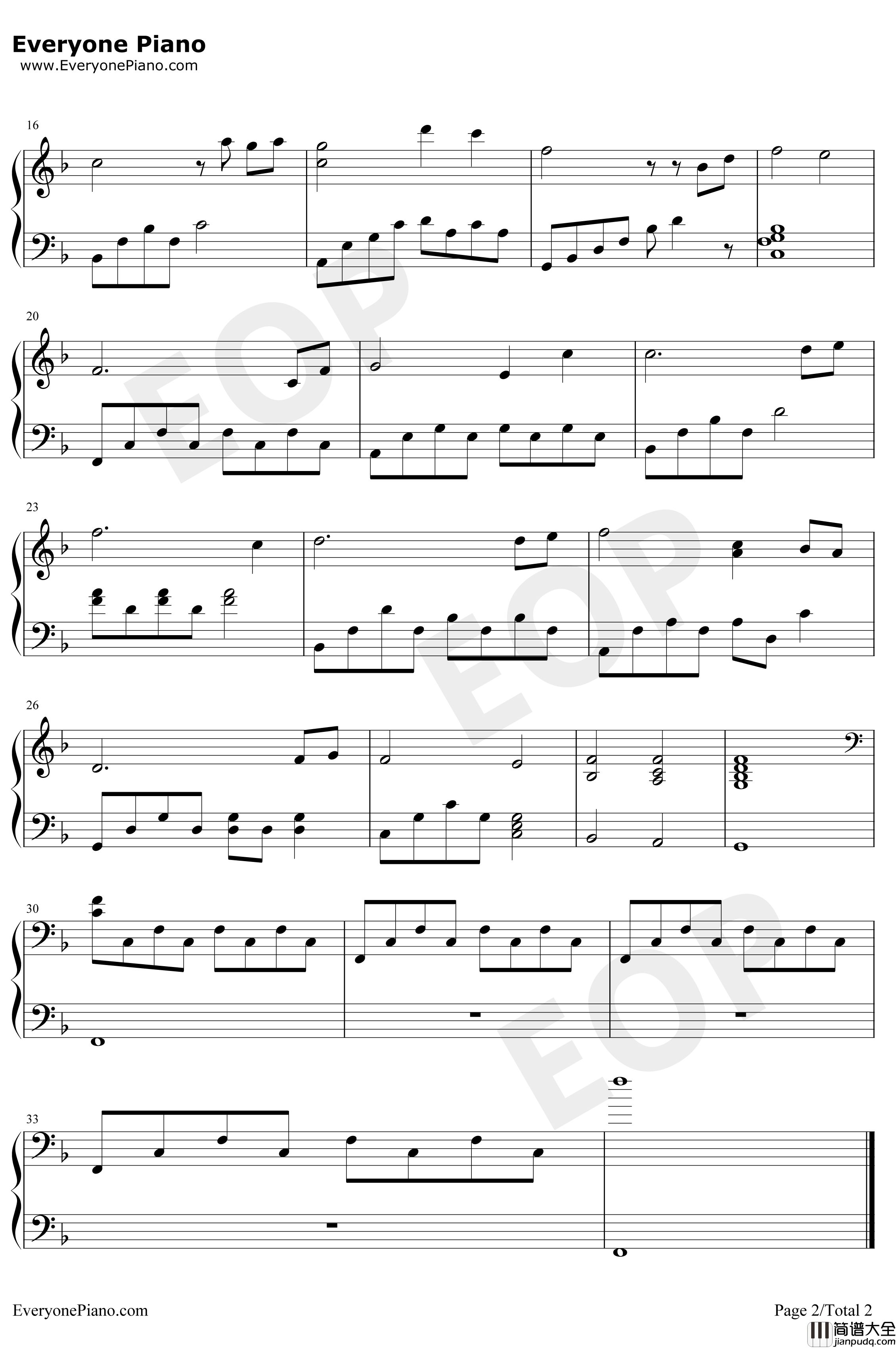 End_Title钢琴谱_东京爱情故事OST