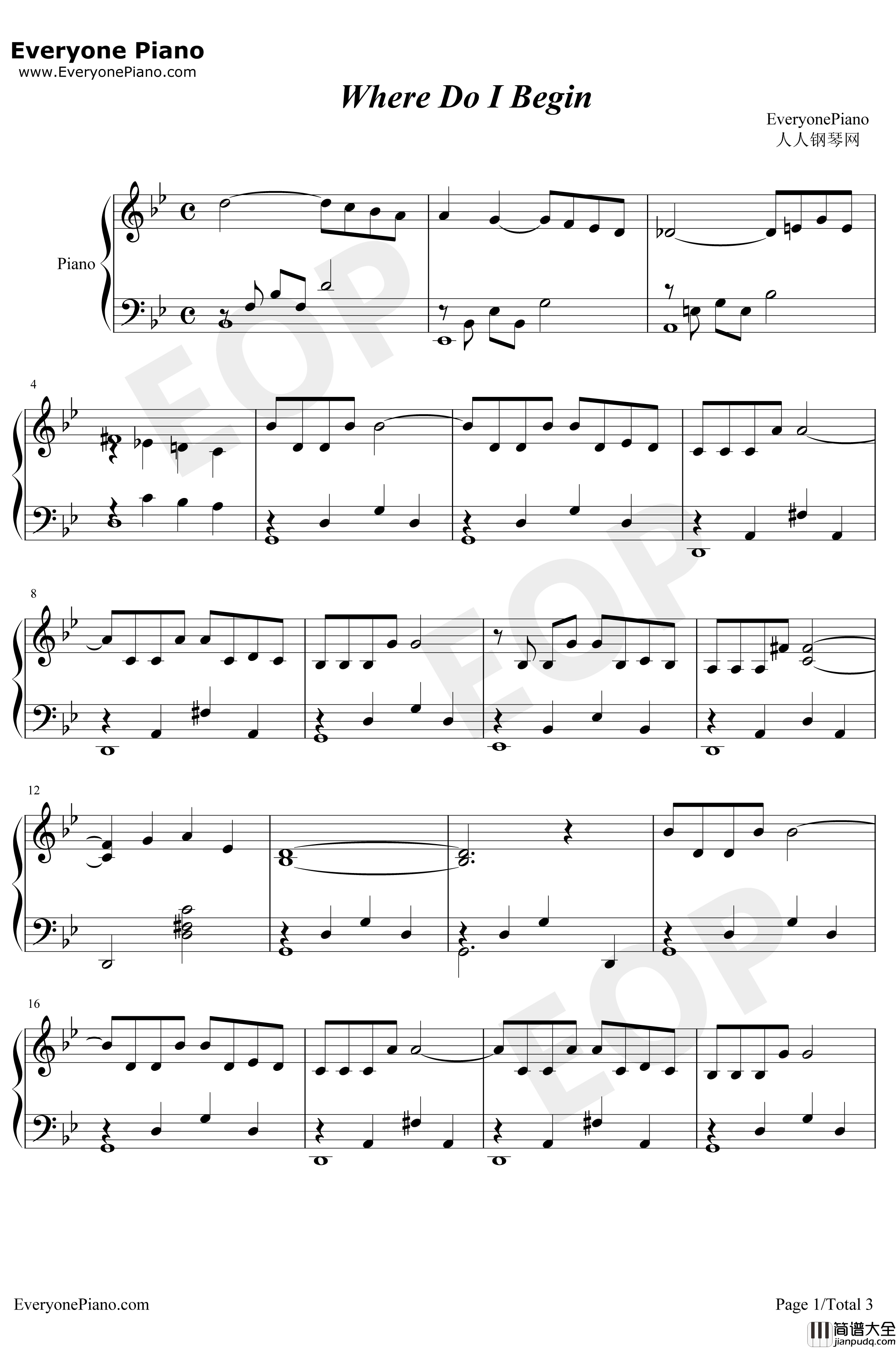 Where_Do_I_Begin钢琴谱_AndyWilliams_爱情故事主题曲