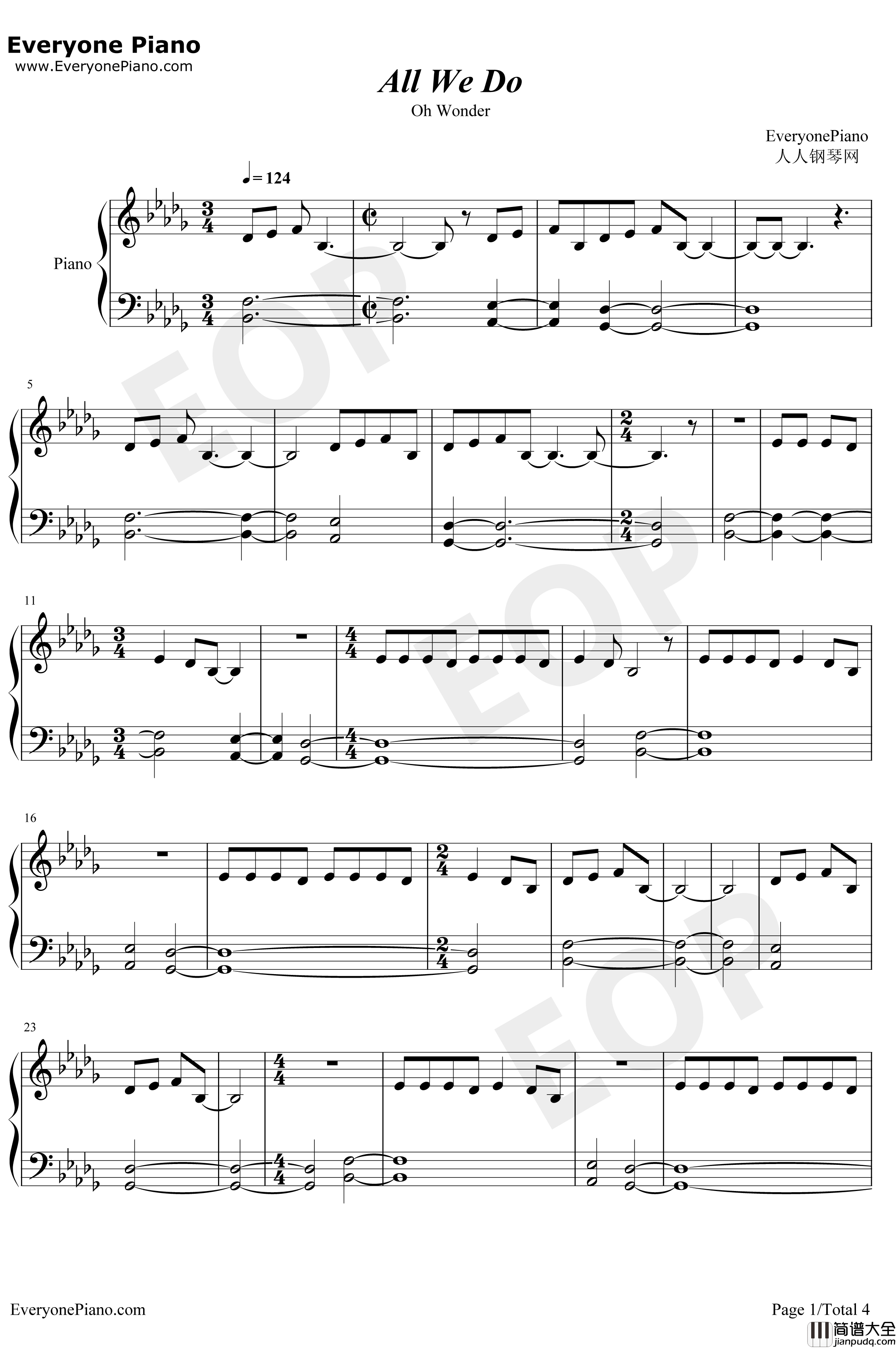 All_We_Do钢琴谱_OhWonder