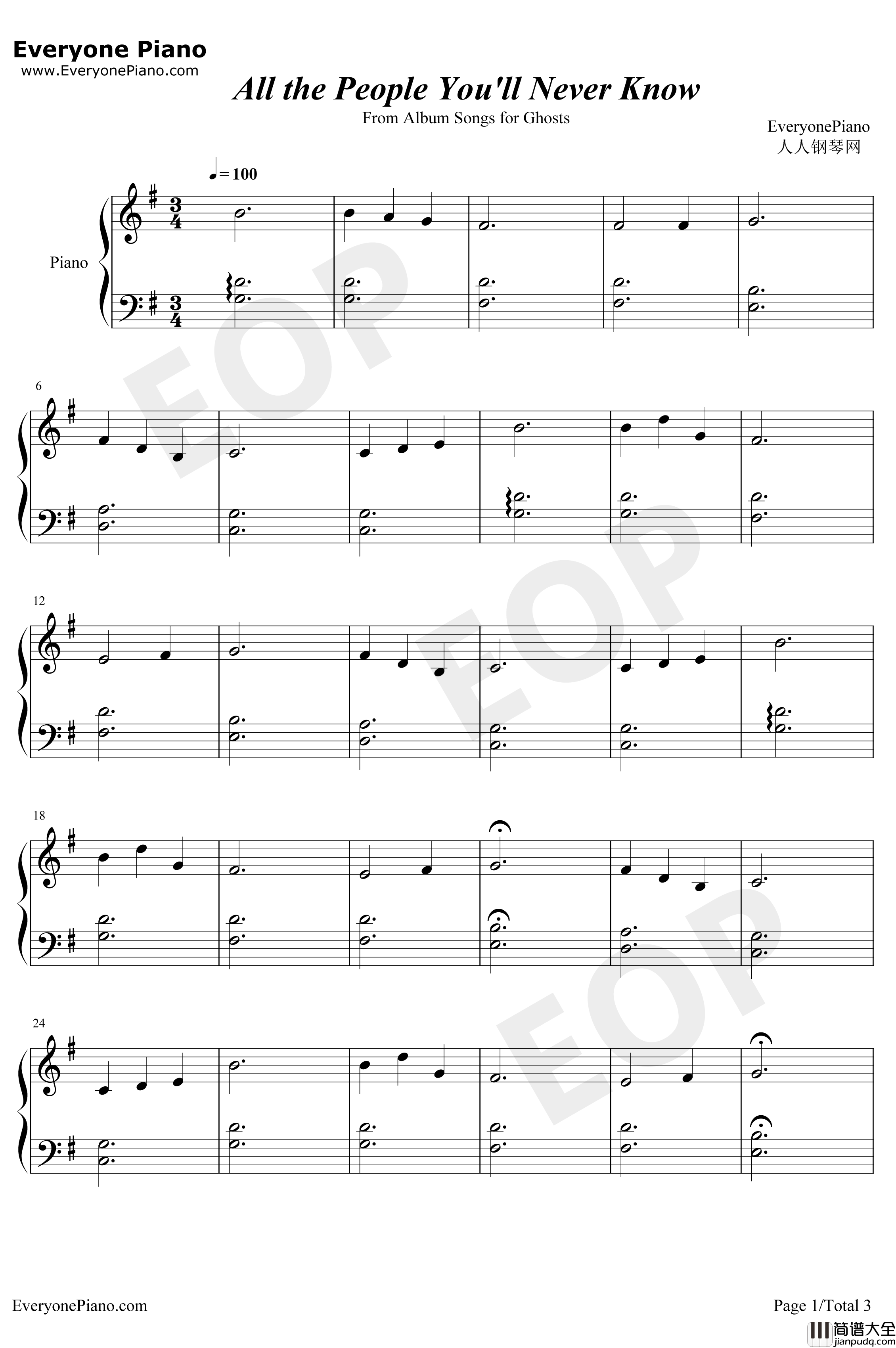 All_the_People_You'll_Never_Know钢琴谱_CircadianEyes