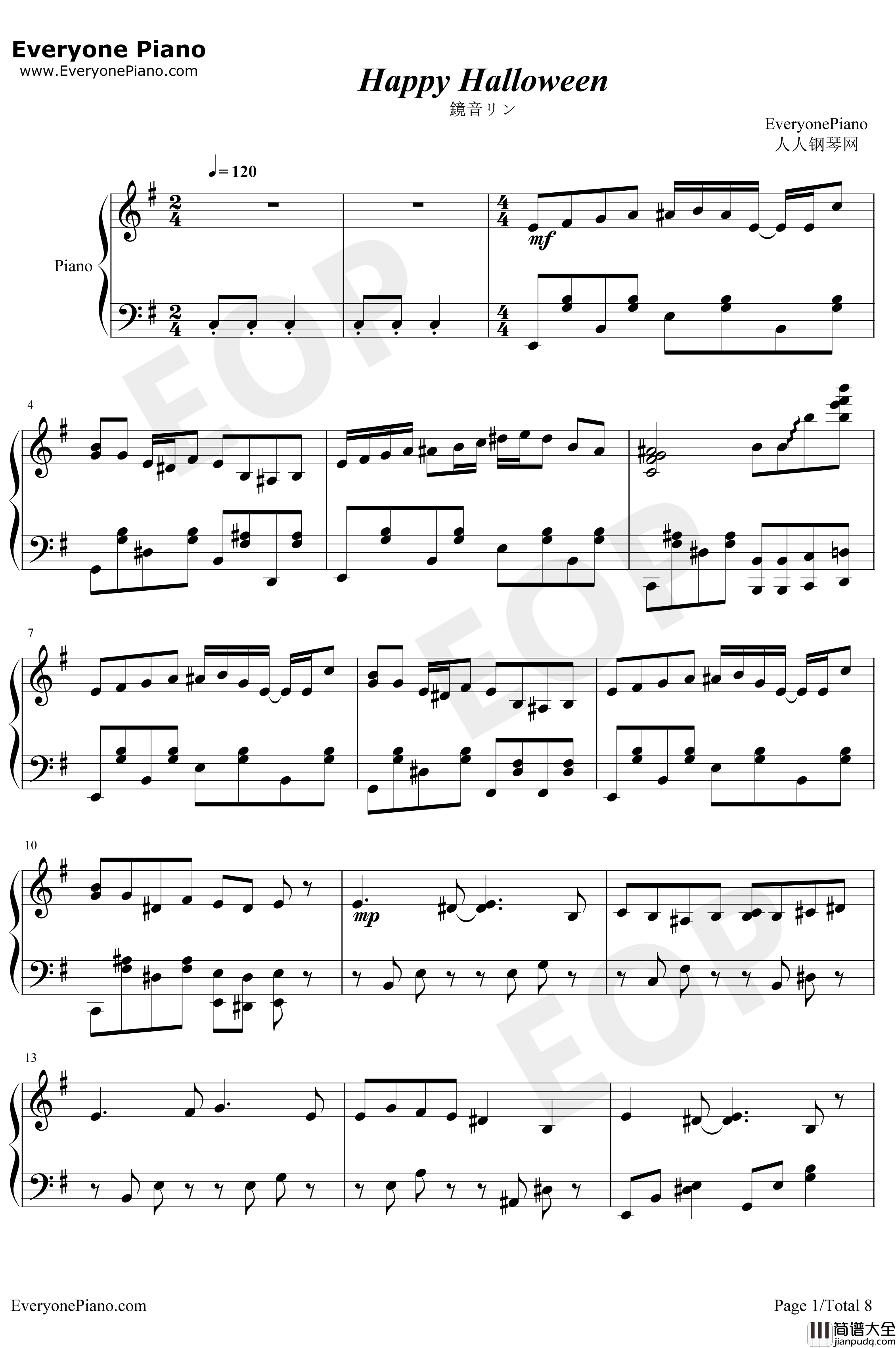 Happy_Halloween钢琴谱_镜音リン