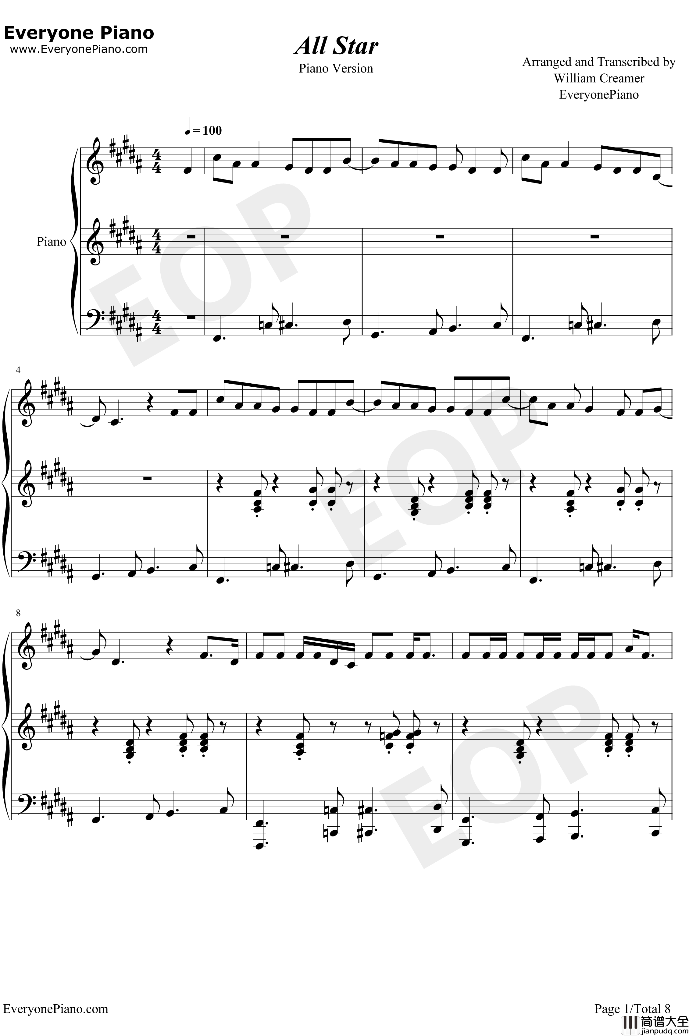 All_Star钢琴谱_SmashMouth