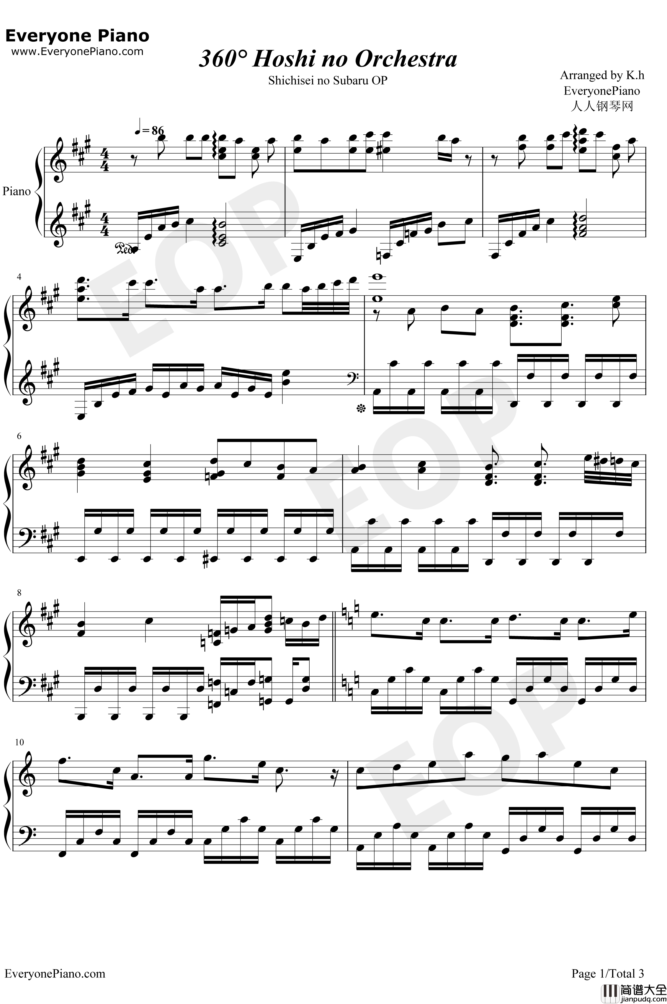 360°星のオーケストラ钢琴谱_petitmilady_昴宿七星OP