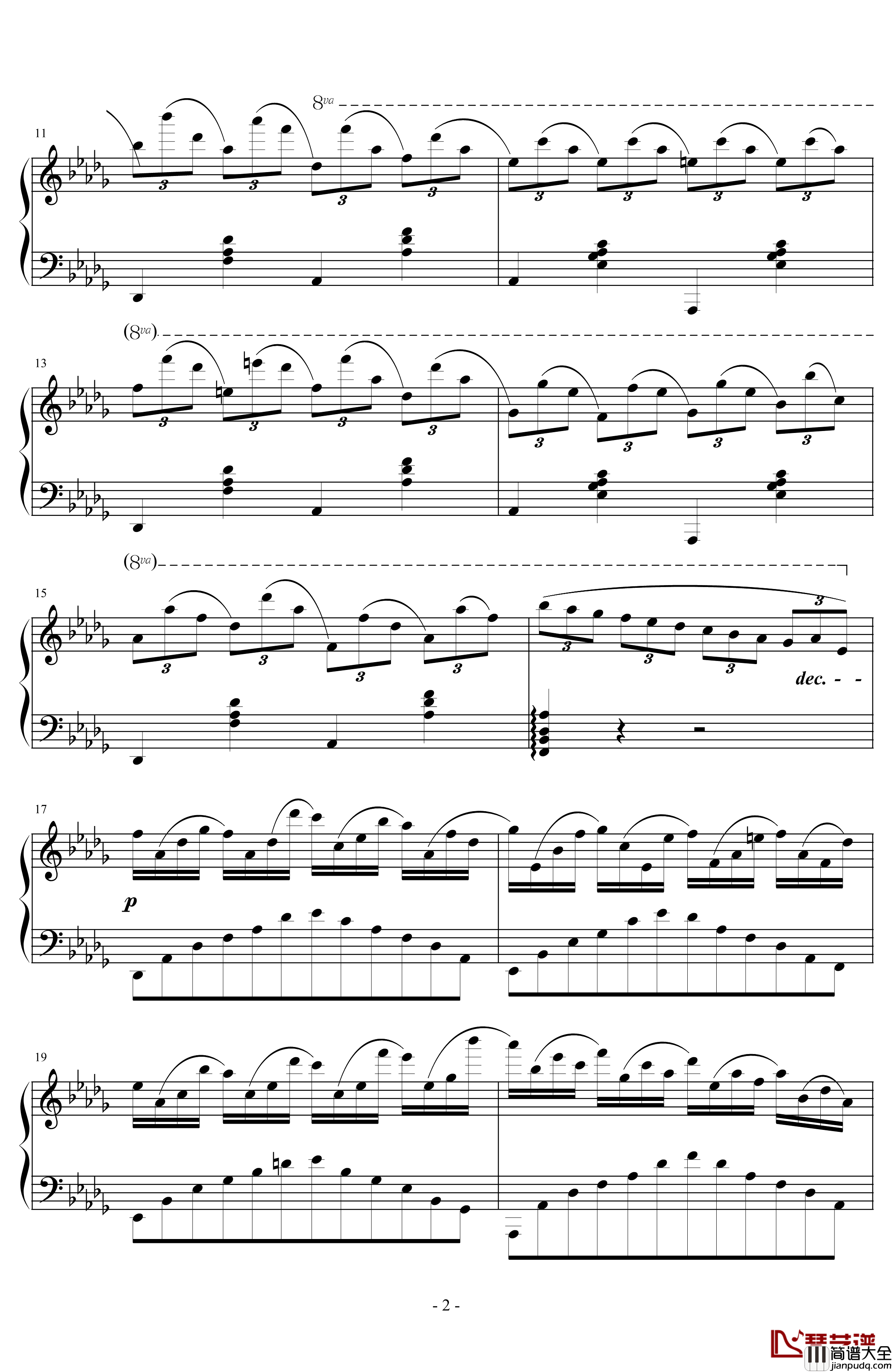 Db大调即兴曲钢琴谱_热情而辉煌