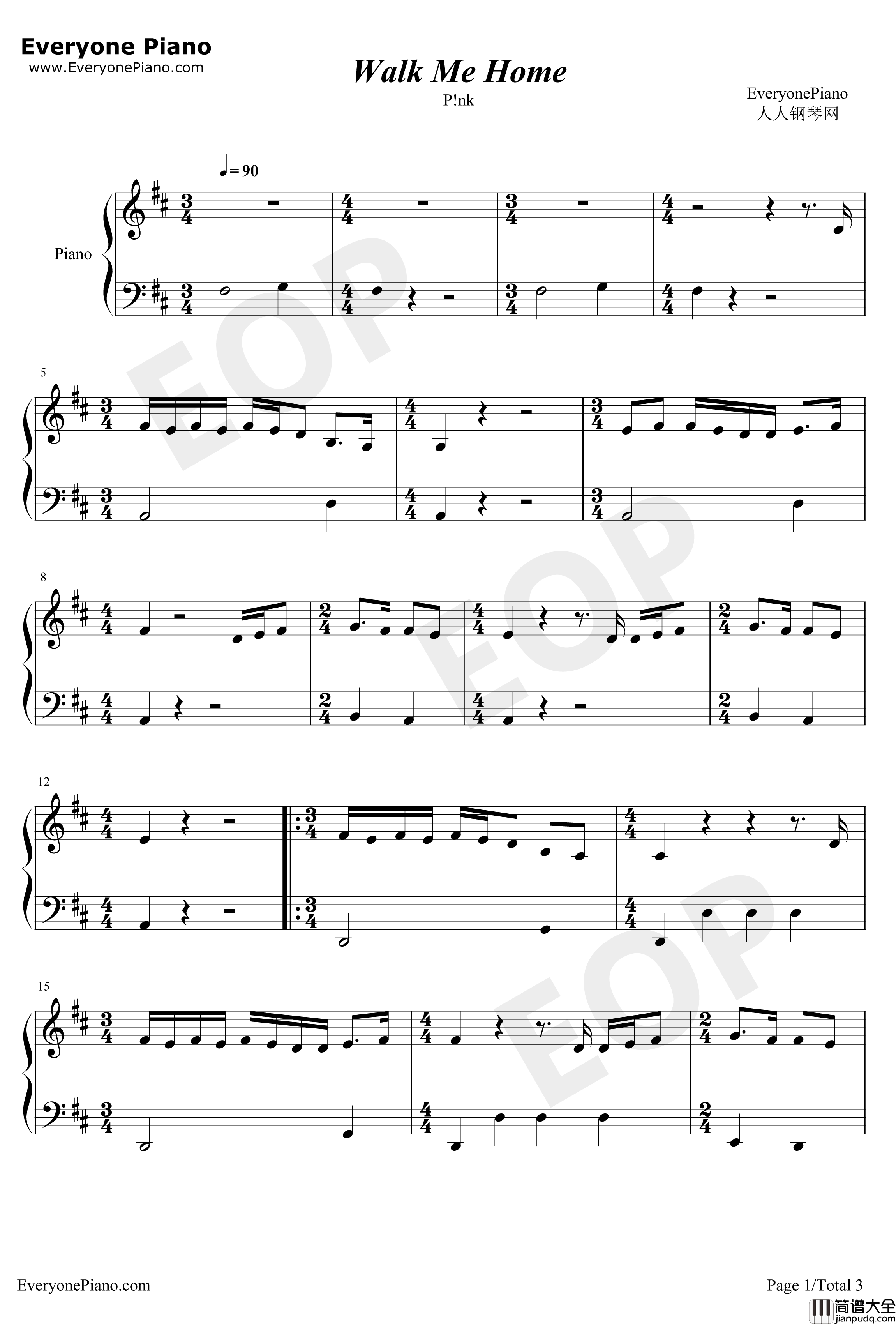 Walk_Me_Home钢琴谱_Pink