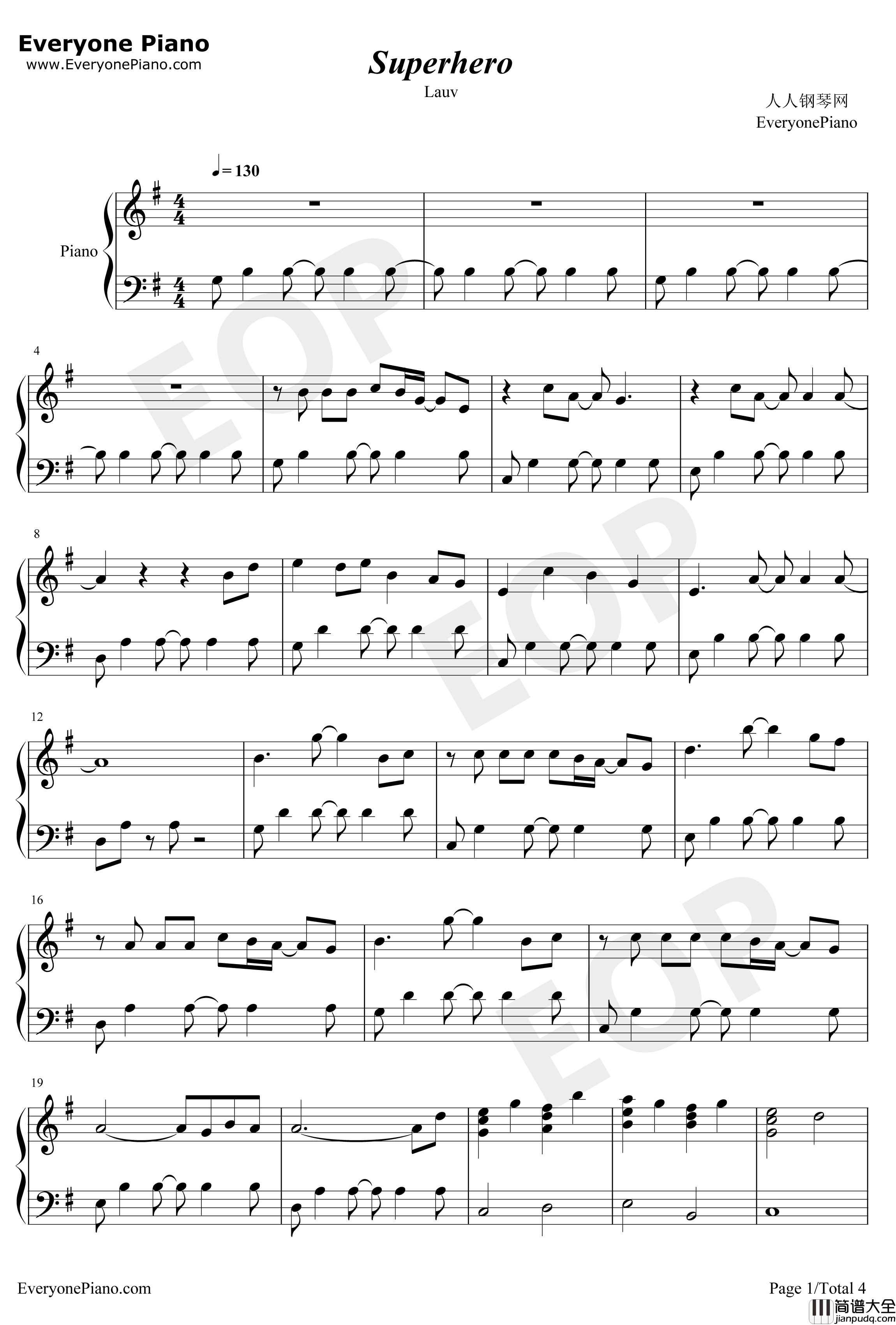 Superhero钢琴谱_Lauv