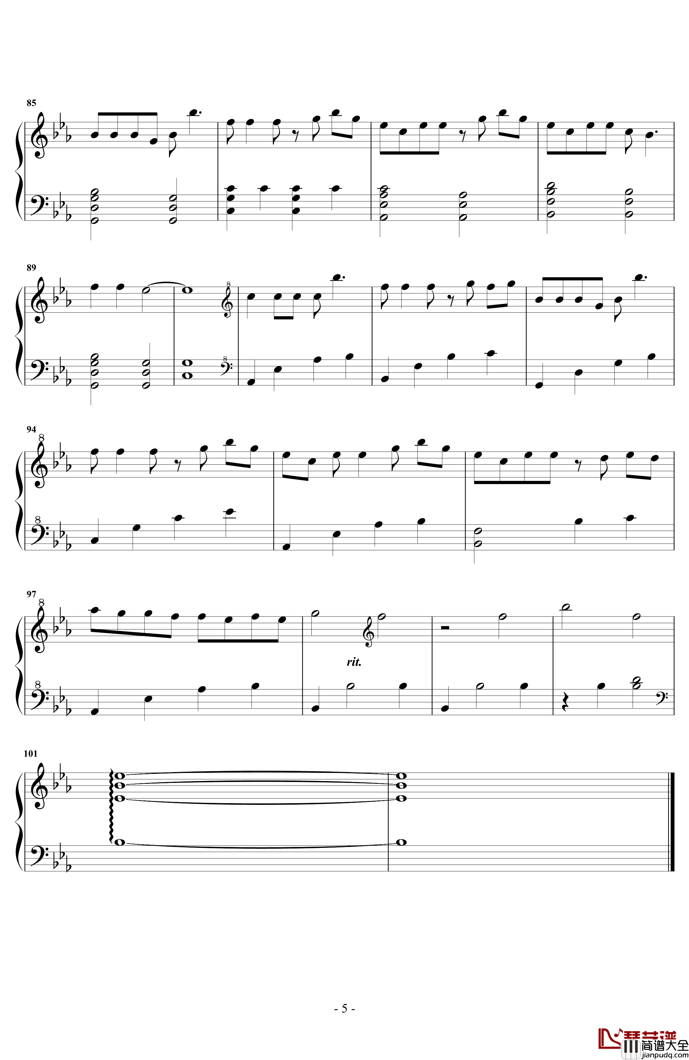 绿色钢琴谱_陈雪凝