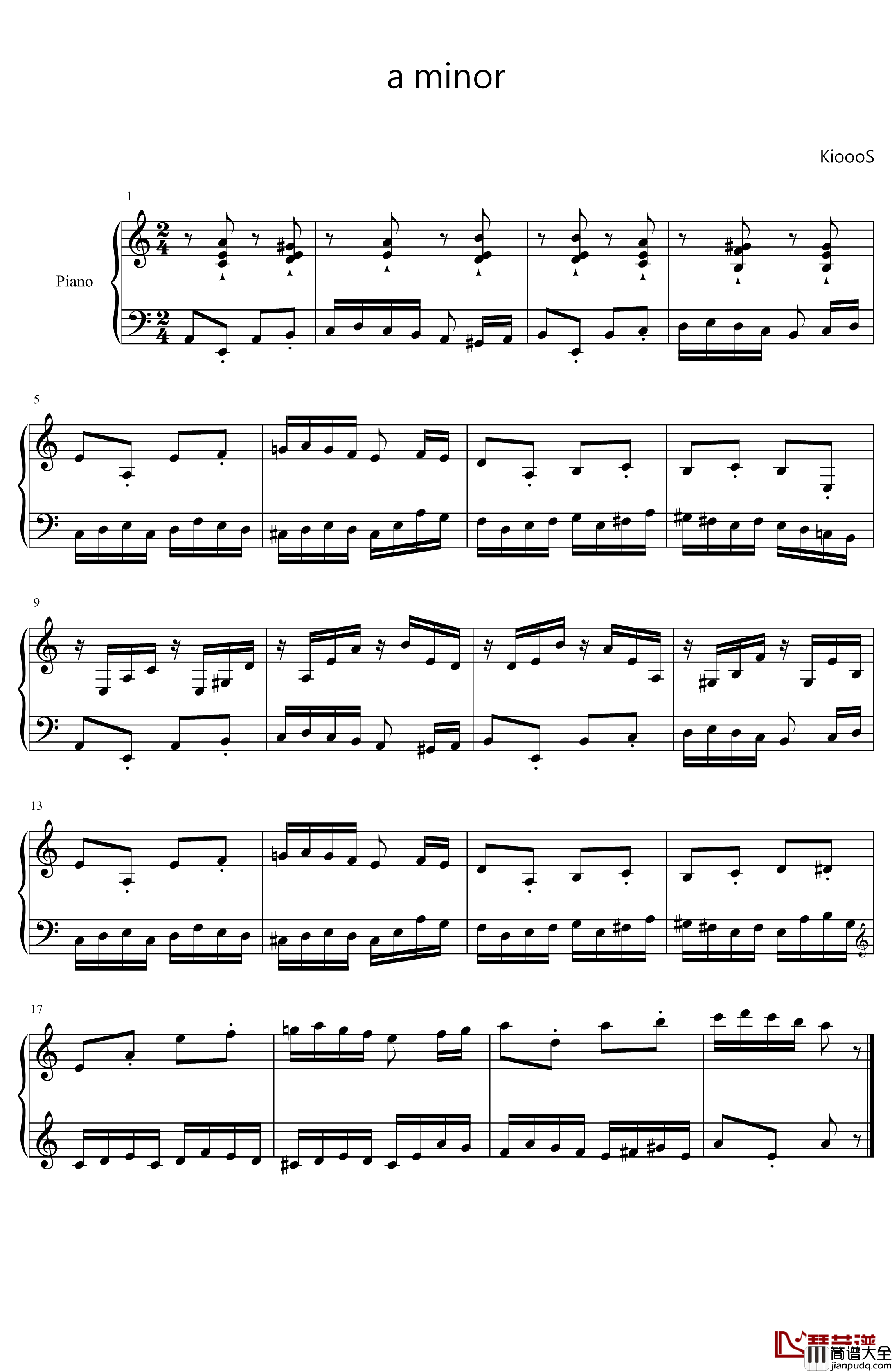 a小调钢琴谱_KioooS