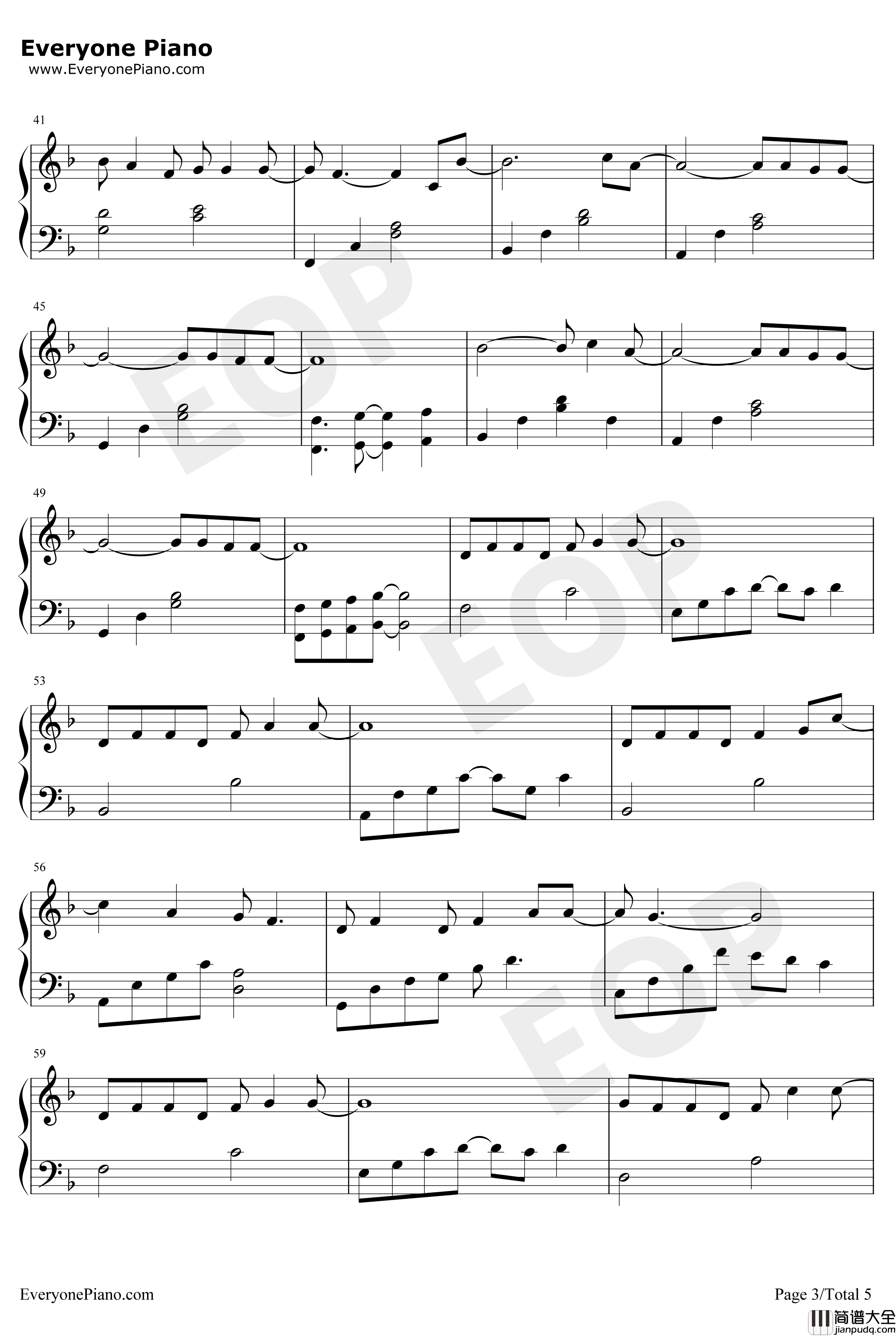 明天过后钢琴谱_张杰