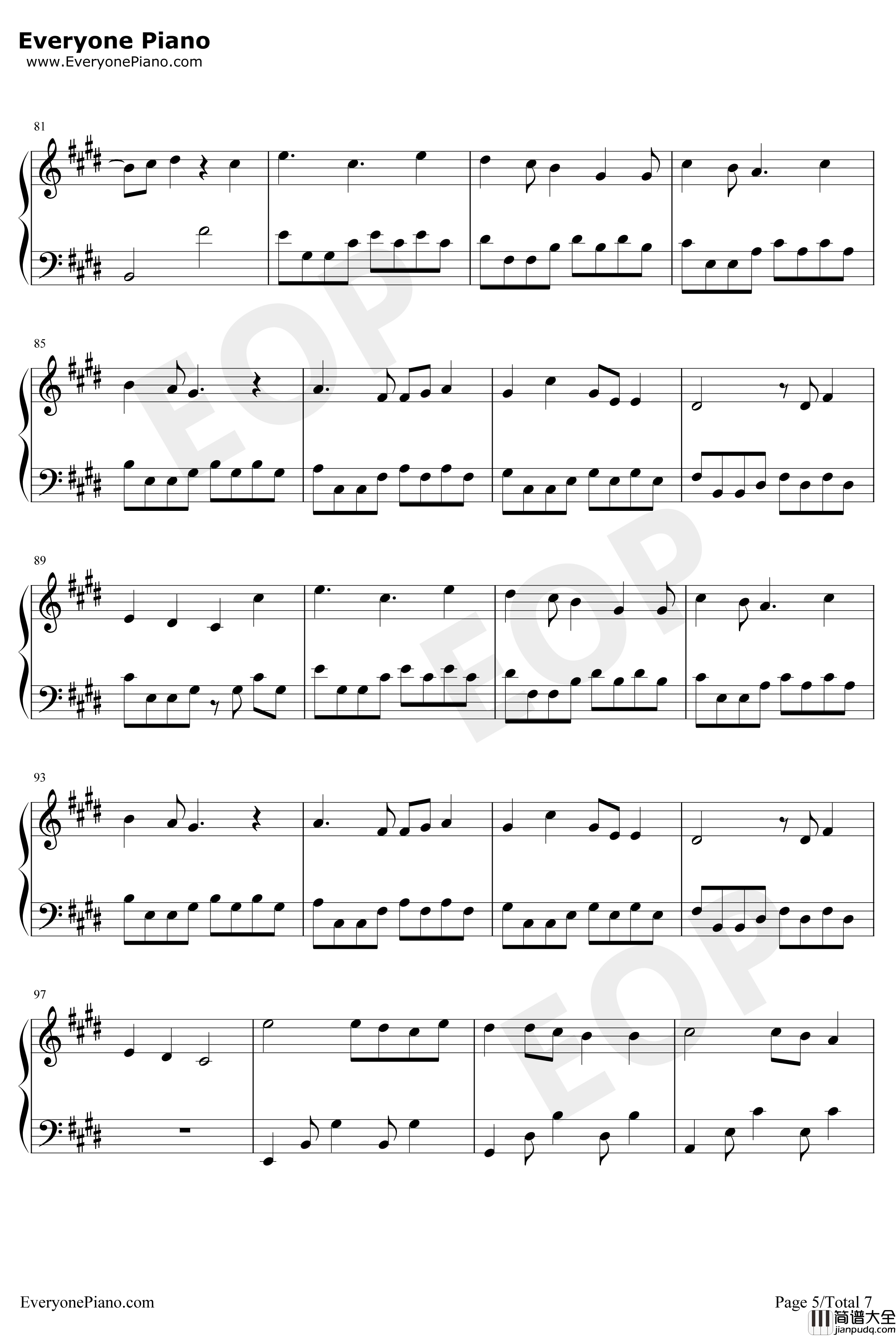 On_My_Way钢琴谱_AlanWalker_简单版_AlanWalker