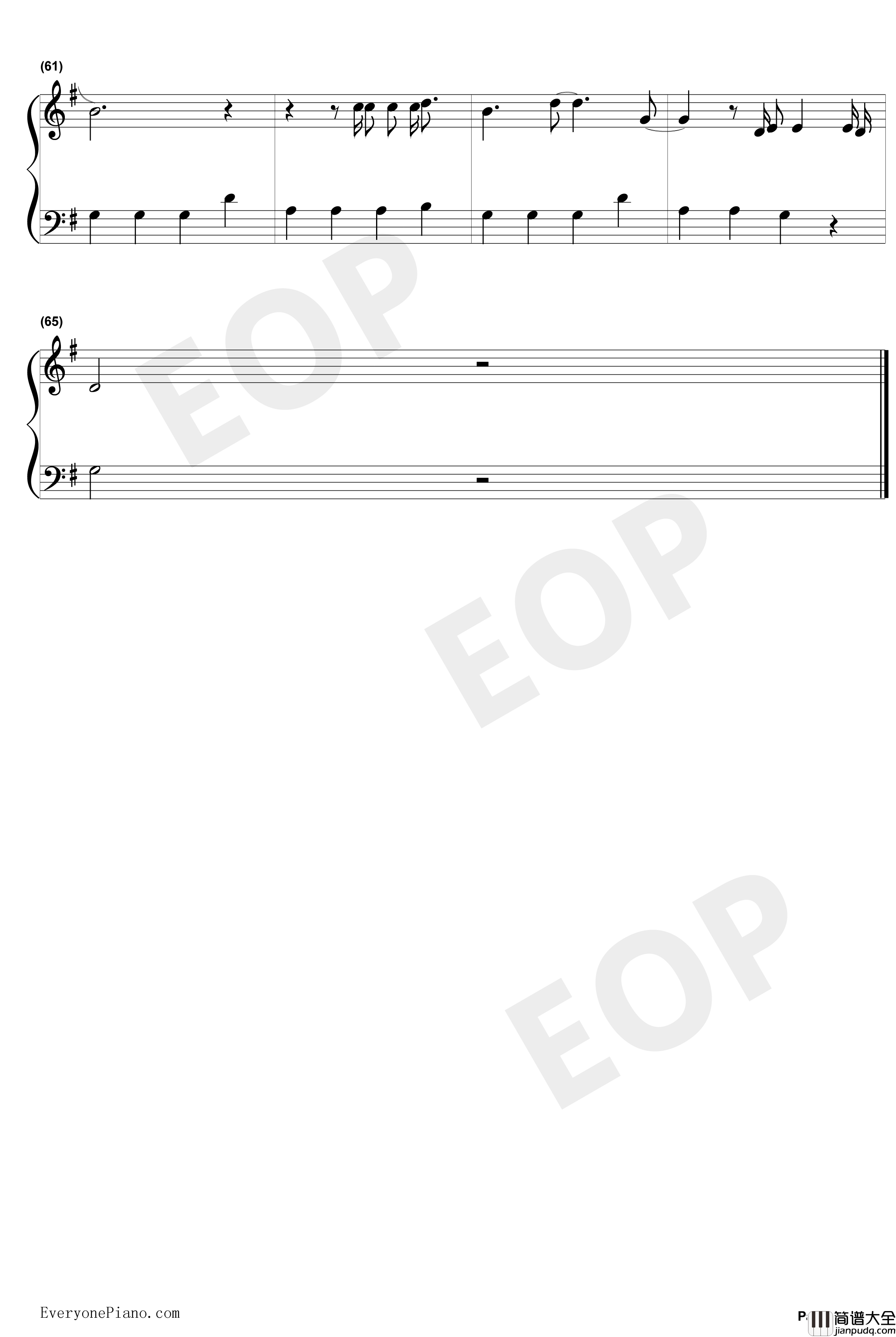 鹿_Be_Free钢琴谱_尚雯婕_熊出没奇幻空间主题曲