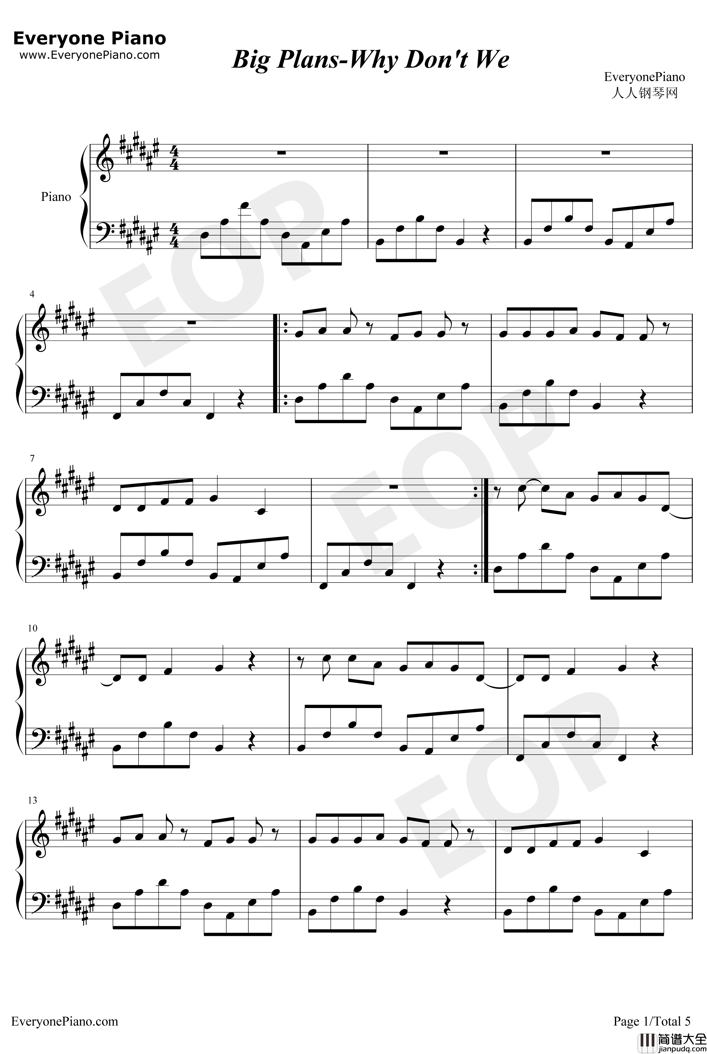 Big_Plans钢琴谱_WhyDontWe