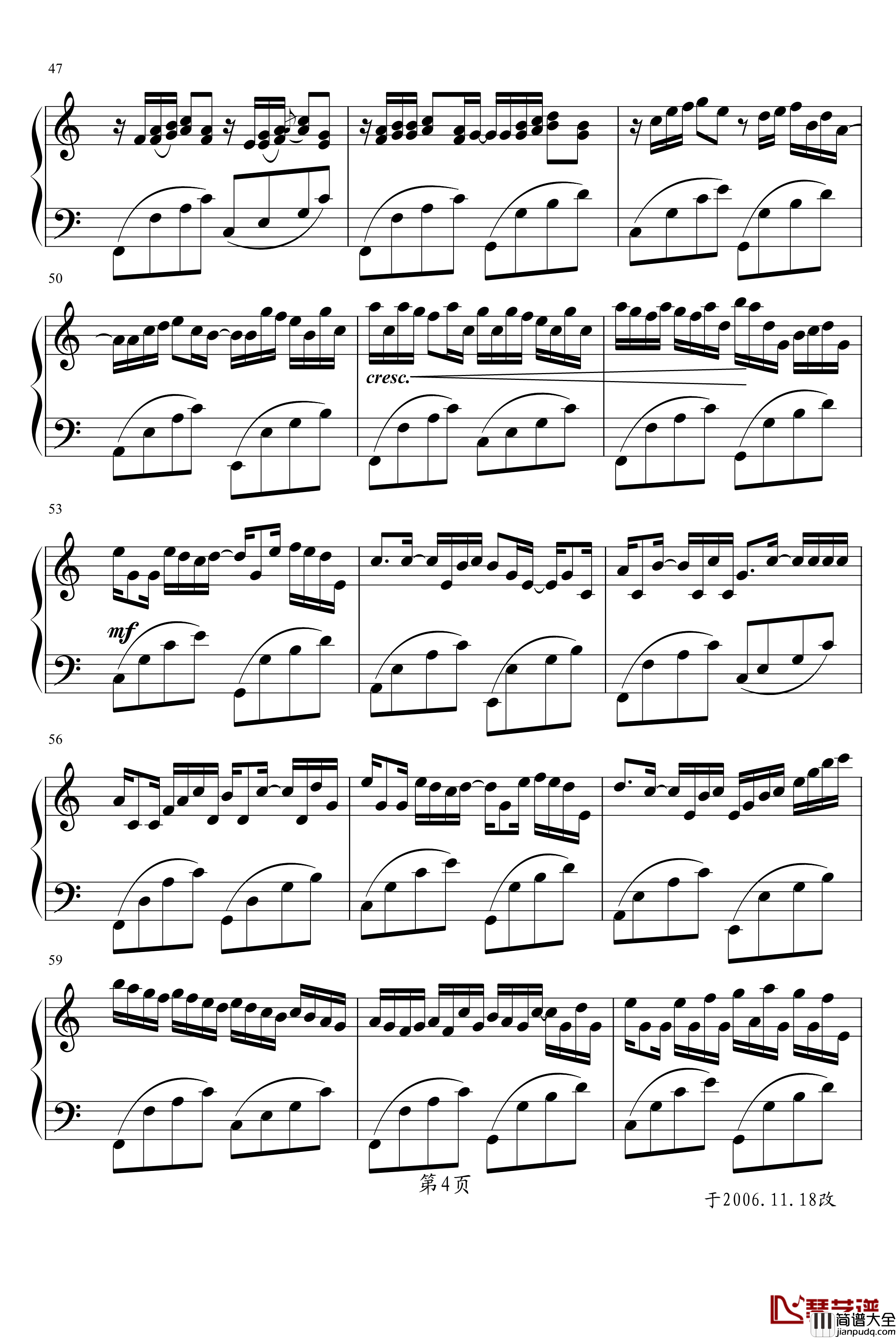 卡农钢琴谱_冯明东版_帕赫贝尔_Pachelbel