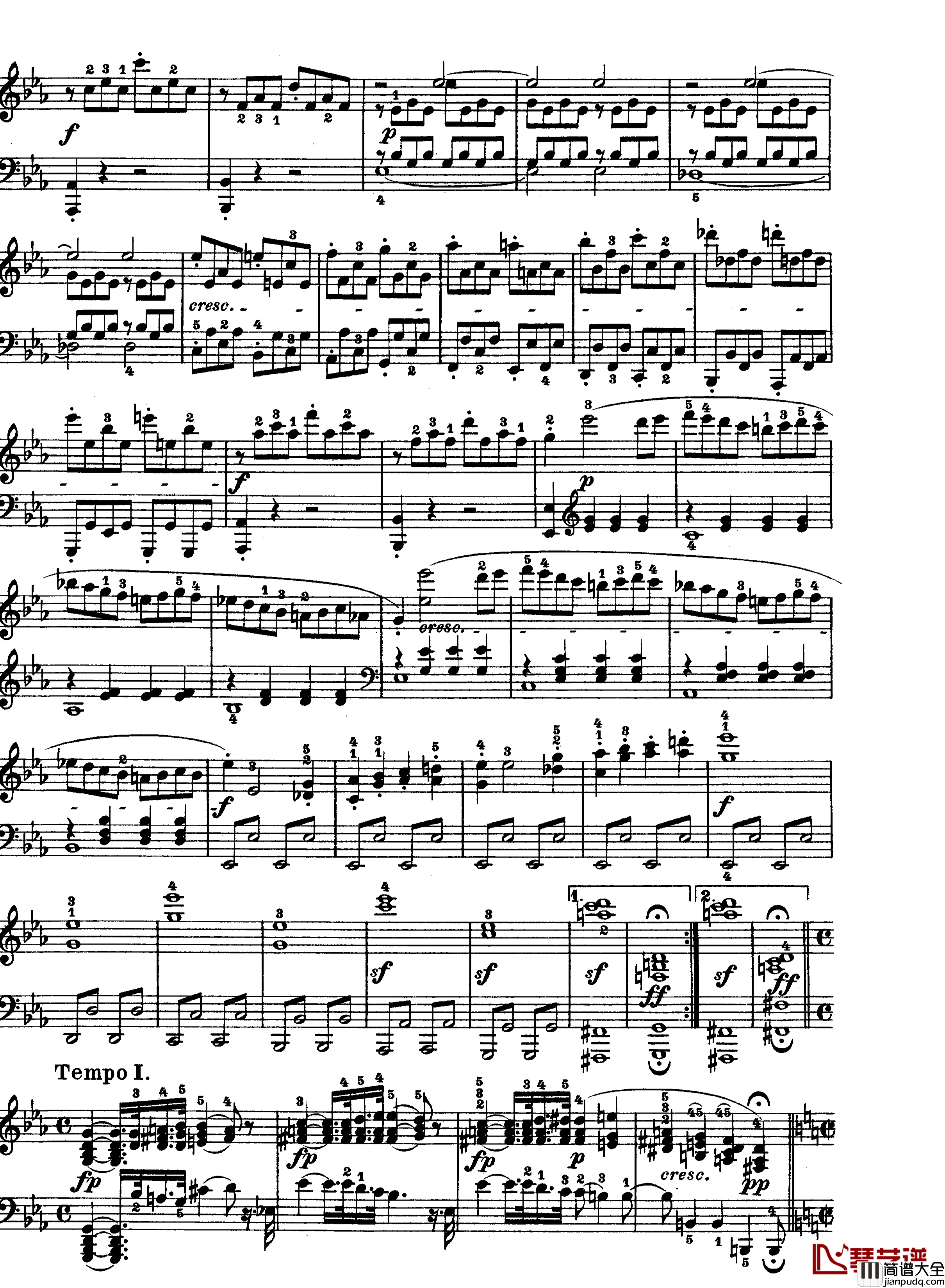 C小调第八琴奏鸣曲钢琴谱_悲怆_贝多芬_beethoven