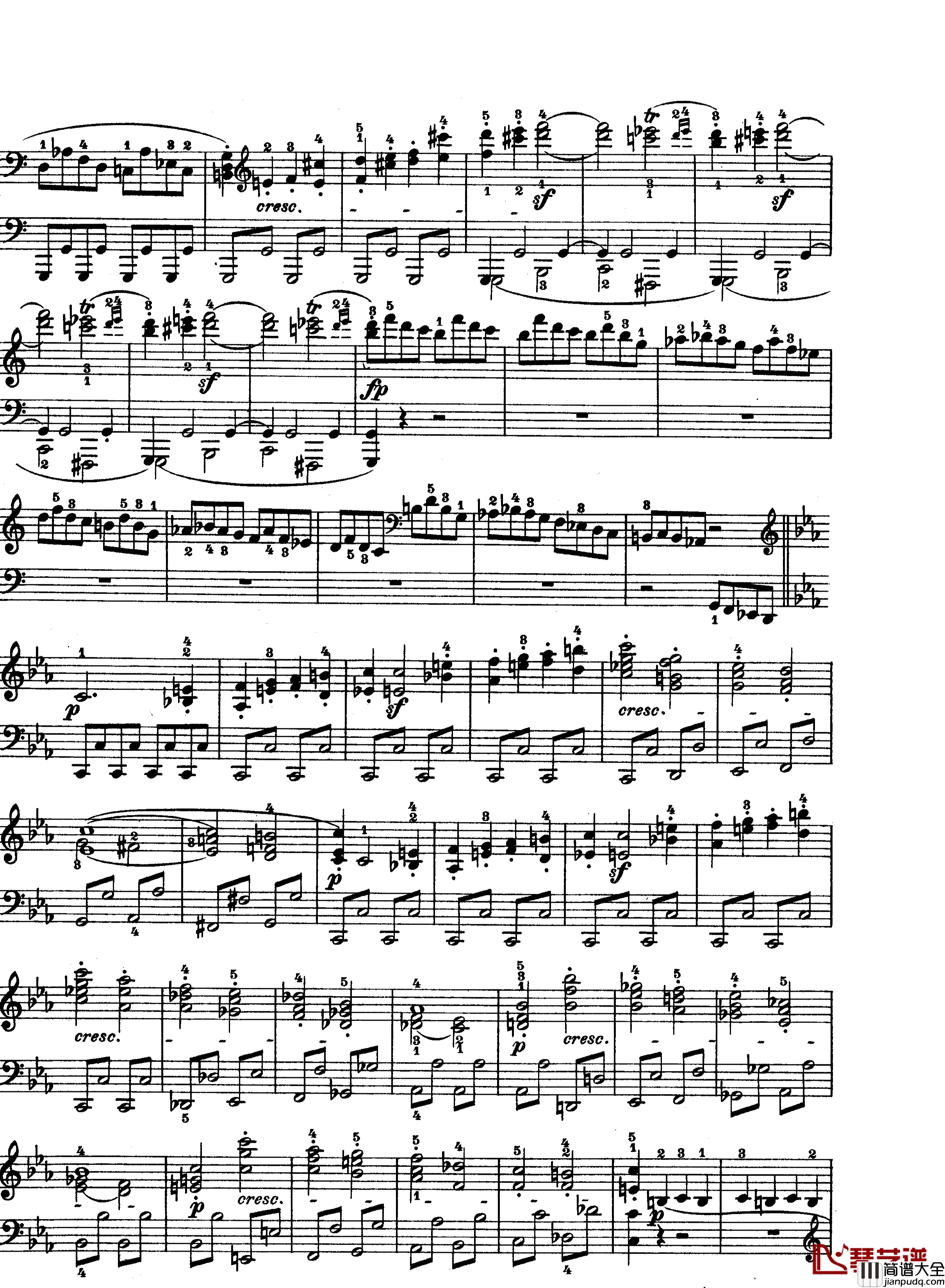 C小调第八琴奏鸣曲钢琴谱_悲怆_贝多芬_beethoven