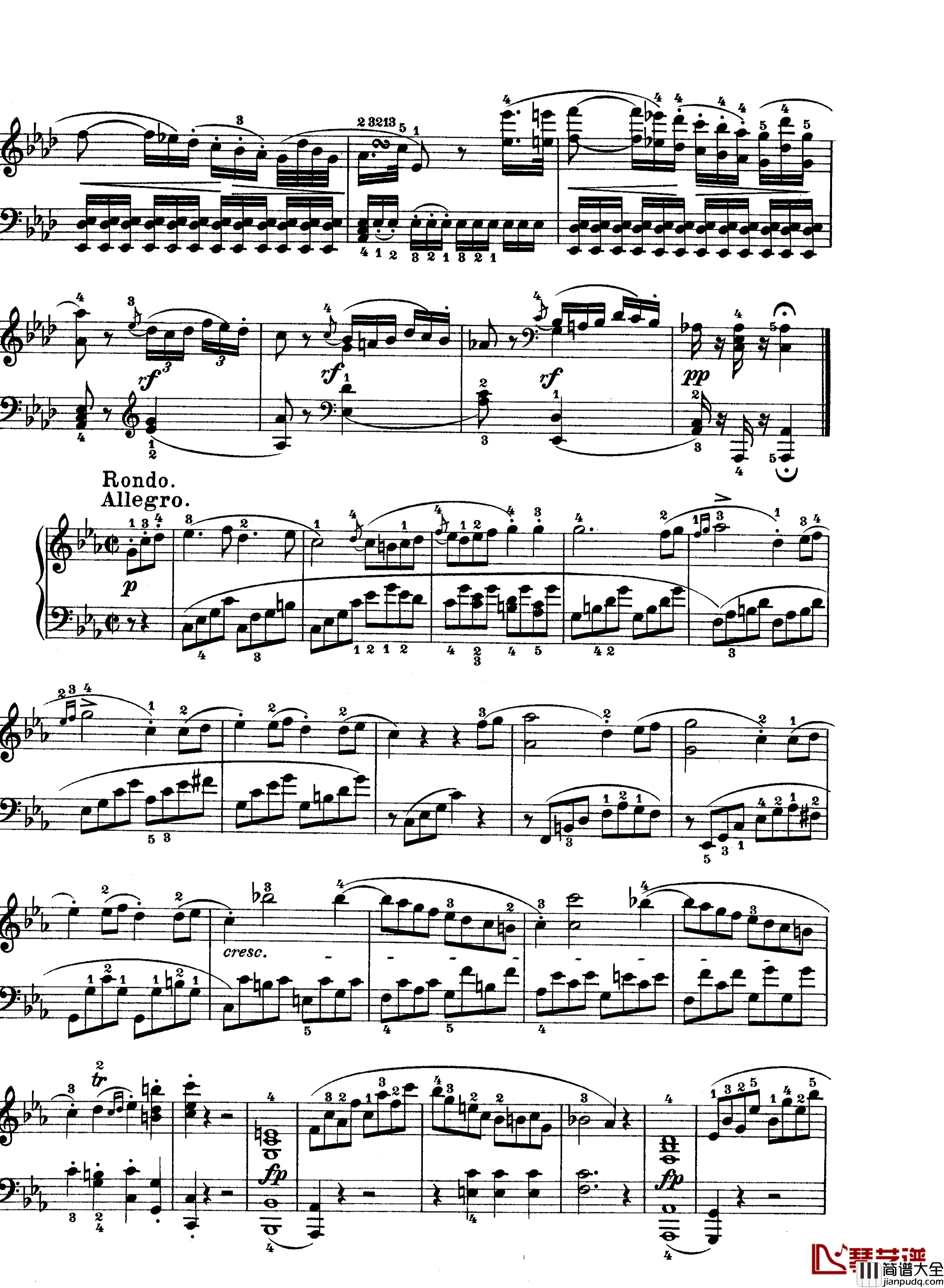 C小调第八琴奏鸣曲钢琴谱_悲怆_贝多芬_beethoven