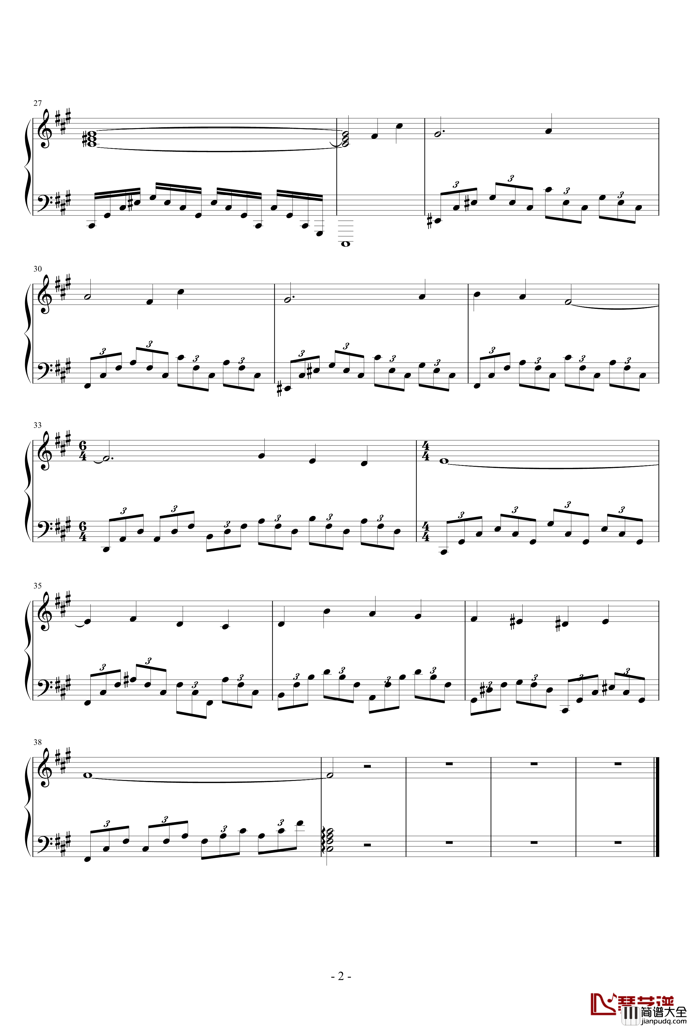 妖精的旋律钢琴谱_Lilium_Elfen_lied_动漫影视