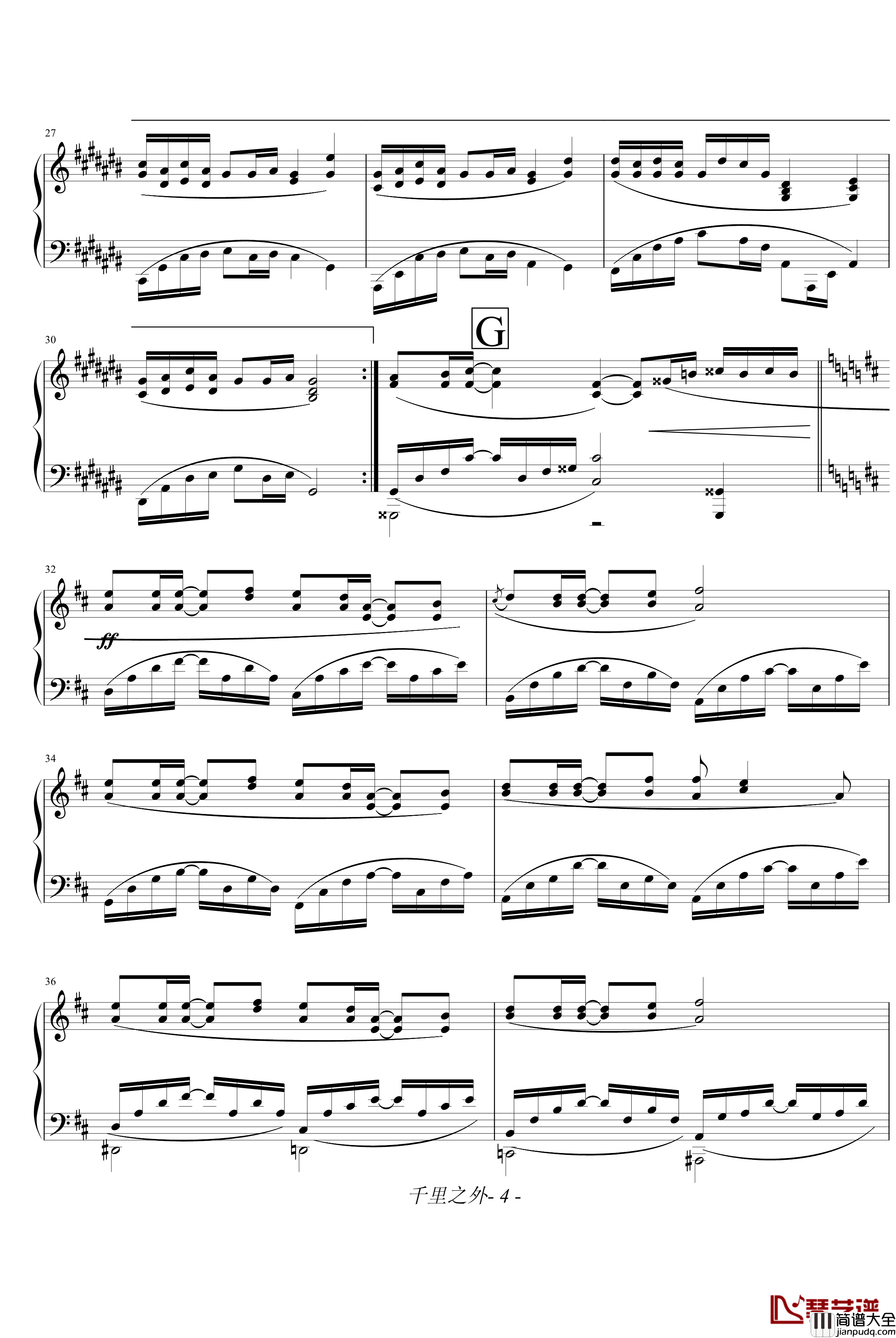 千里之外钢琴谱_周杰伦06新专辑by05895464_周杰伦