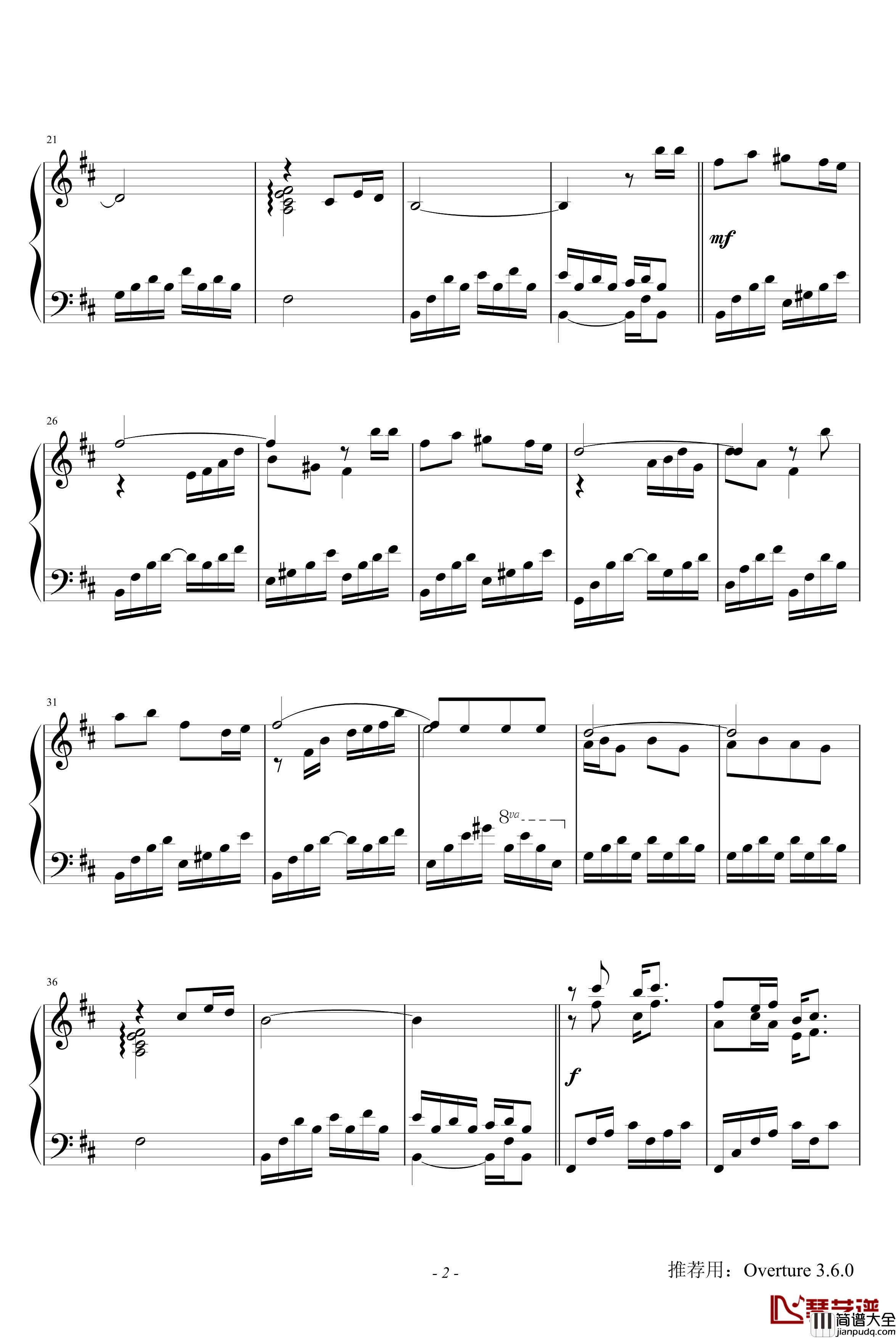 橄榄树钢琴谱_保罗莫利哀