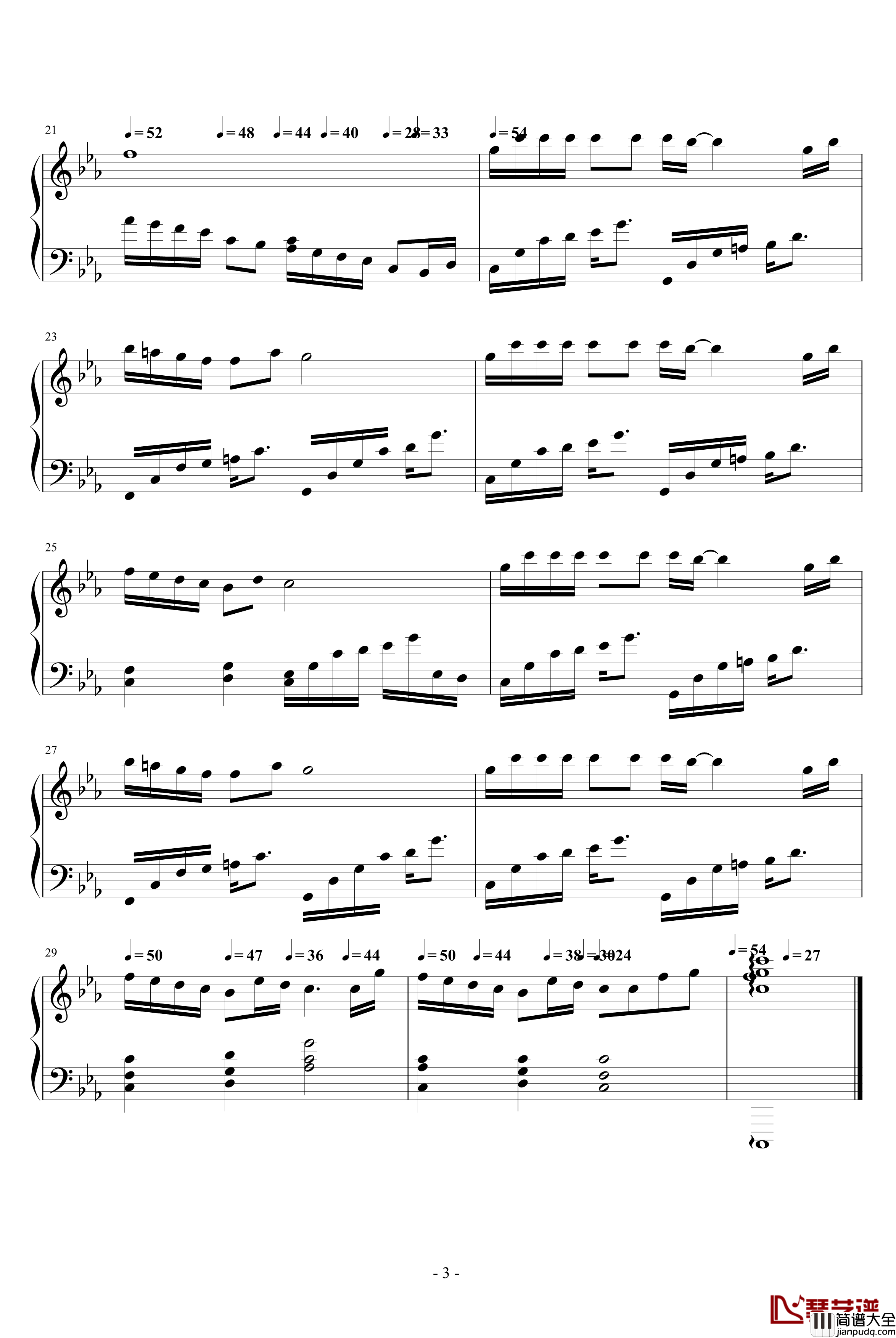 冬阳钢琴谱_影视