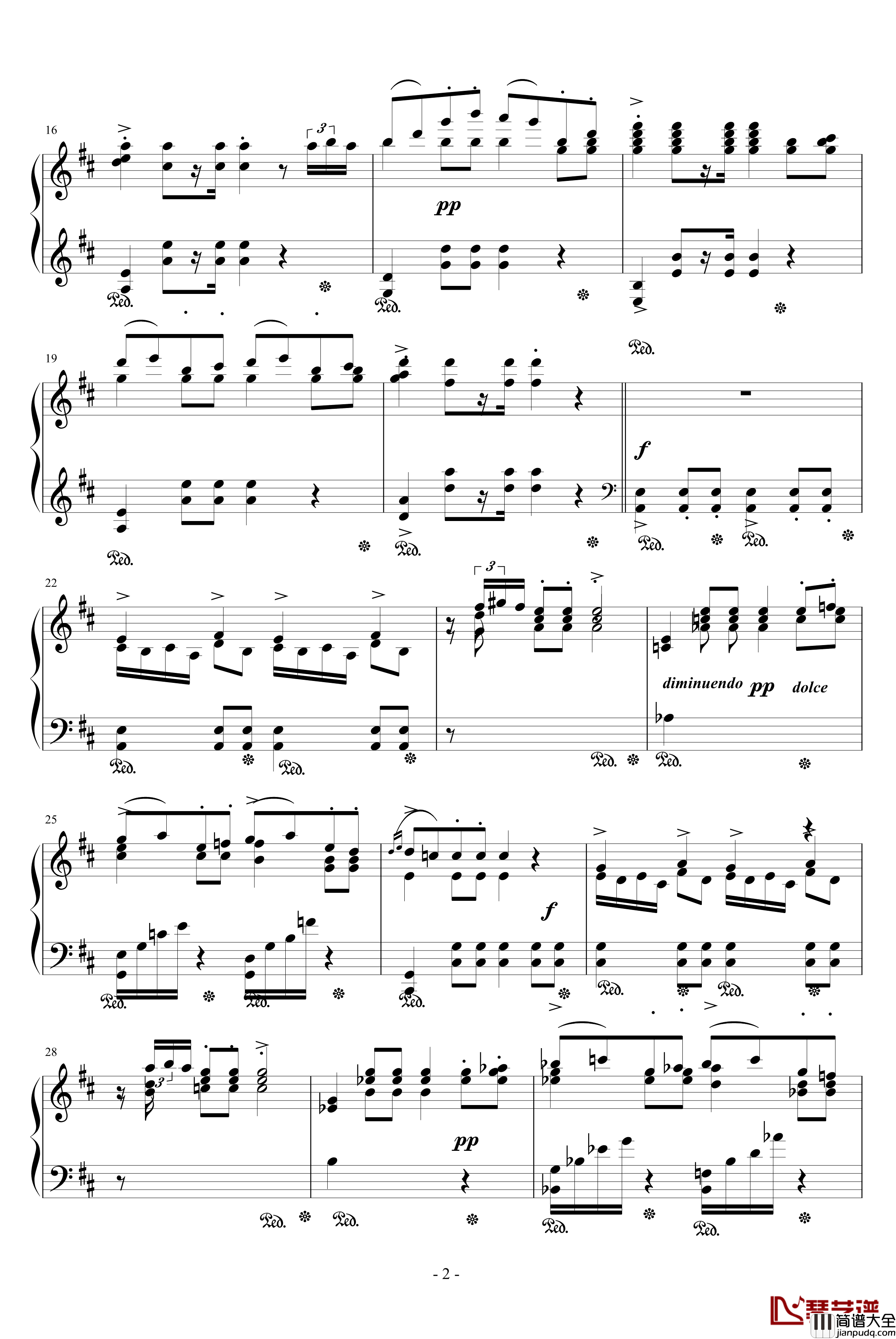 婚礼进行曲钢琴谱_格里格