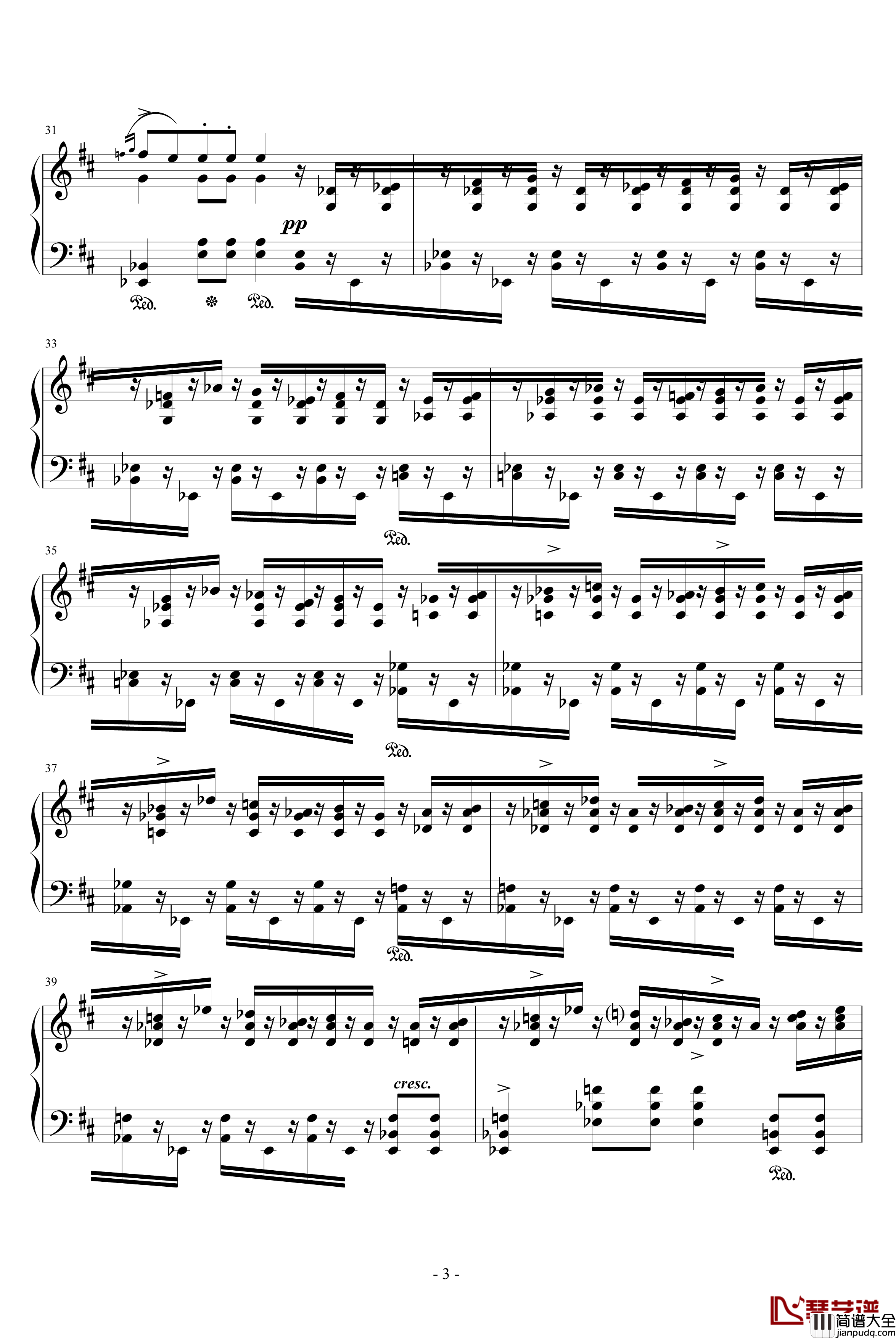 婚礼进行曲钢琴谱_格里格