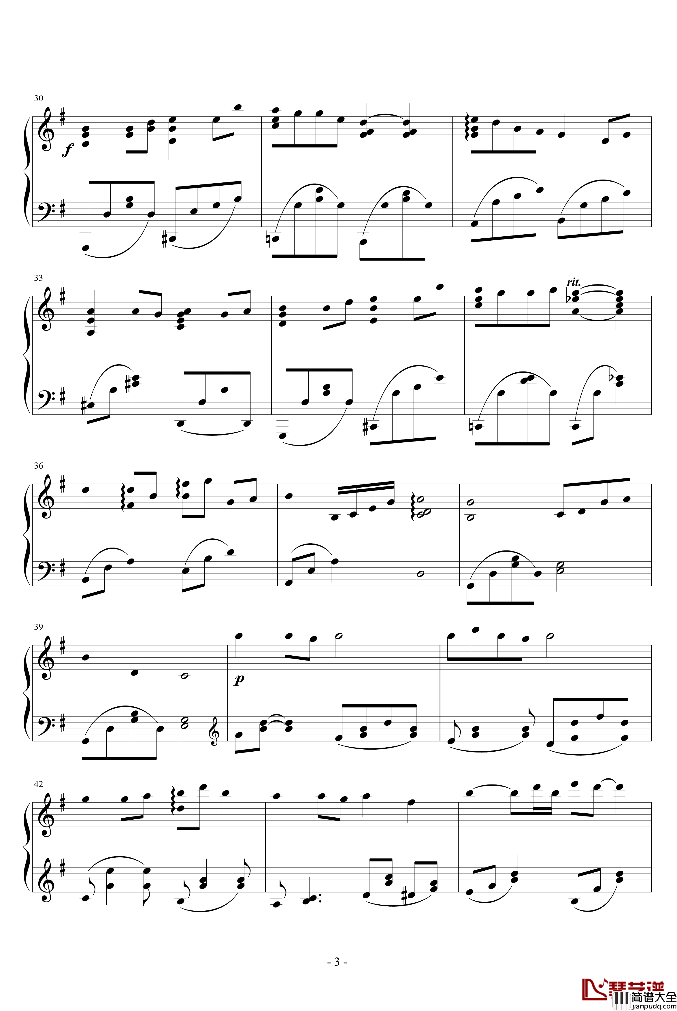 菊花台钢琴谱_较之前简化版_周杰伦