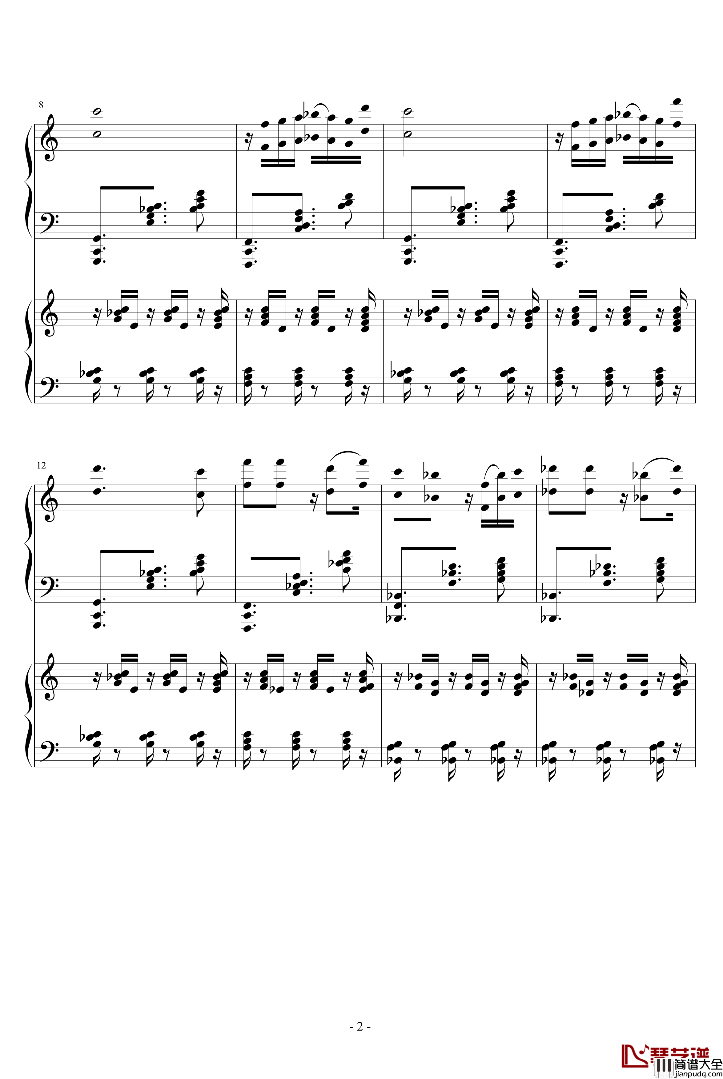 爵士双钢琴奏鸣曲第三乐章钢琴谱_米约