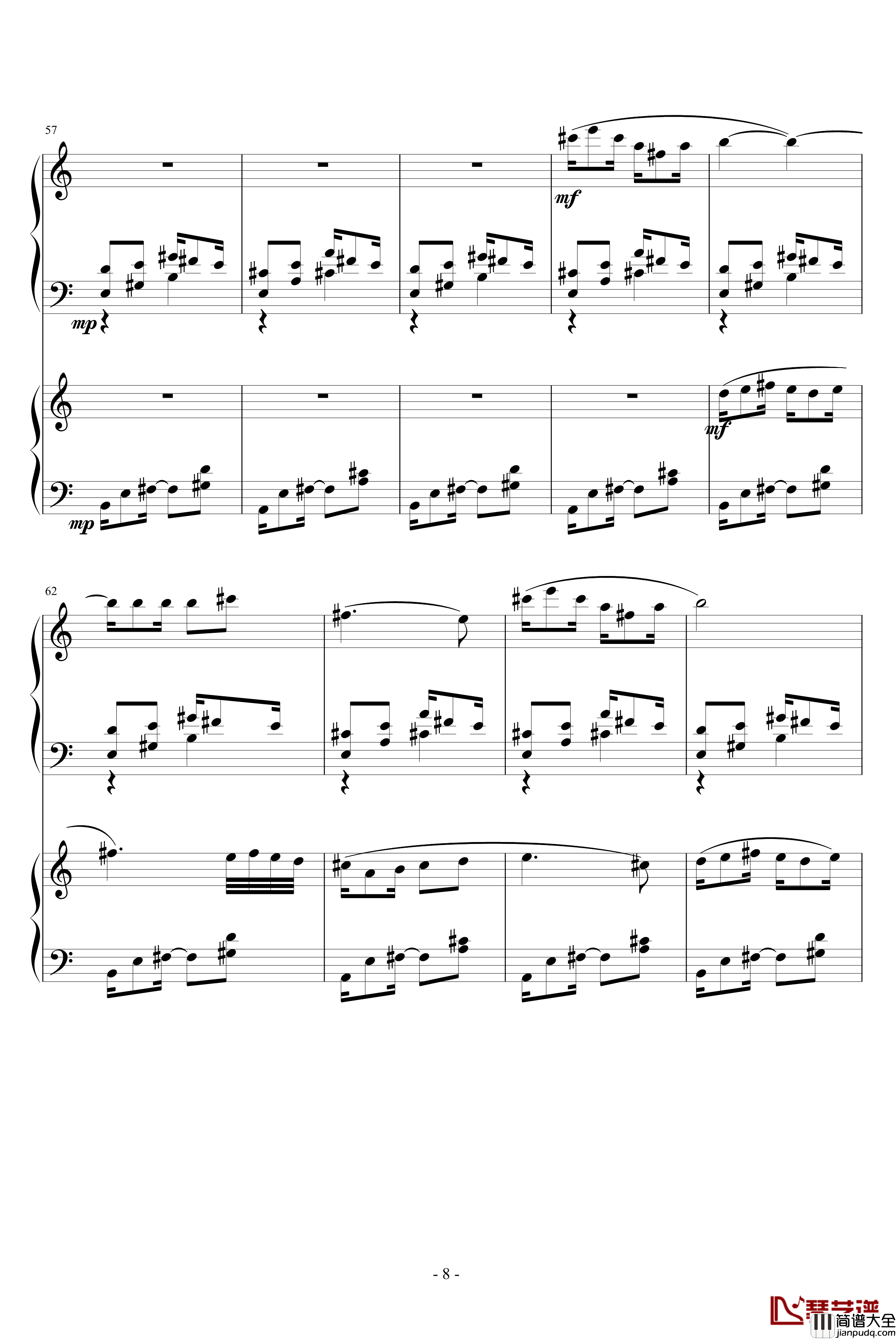 爵士双钢琴奏鸣曲第三乐章钢琴谱_米约