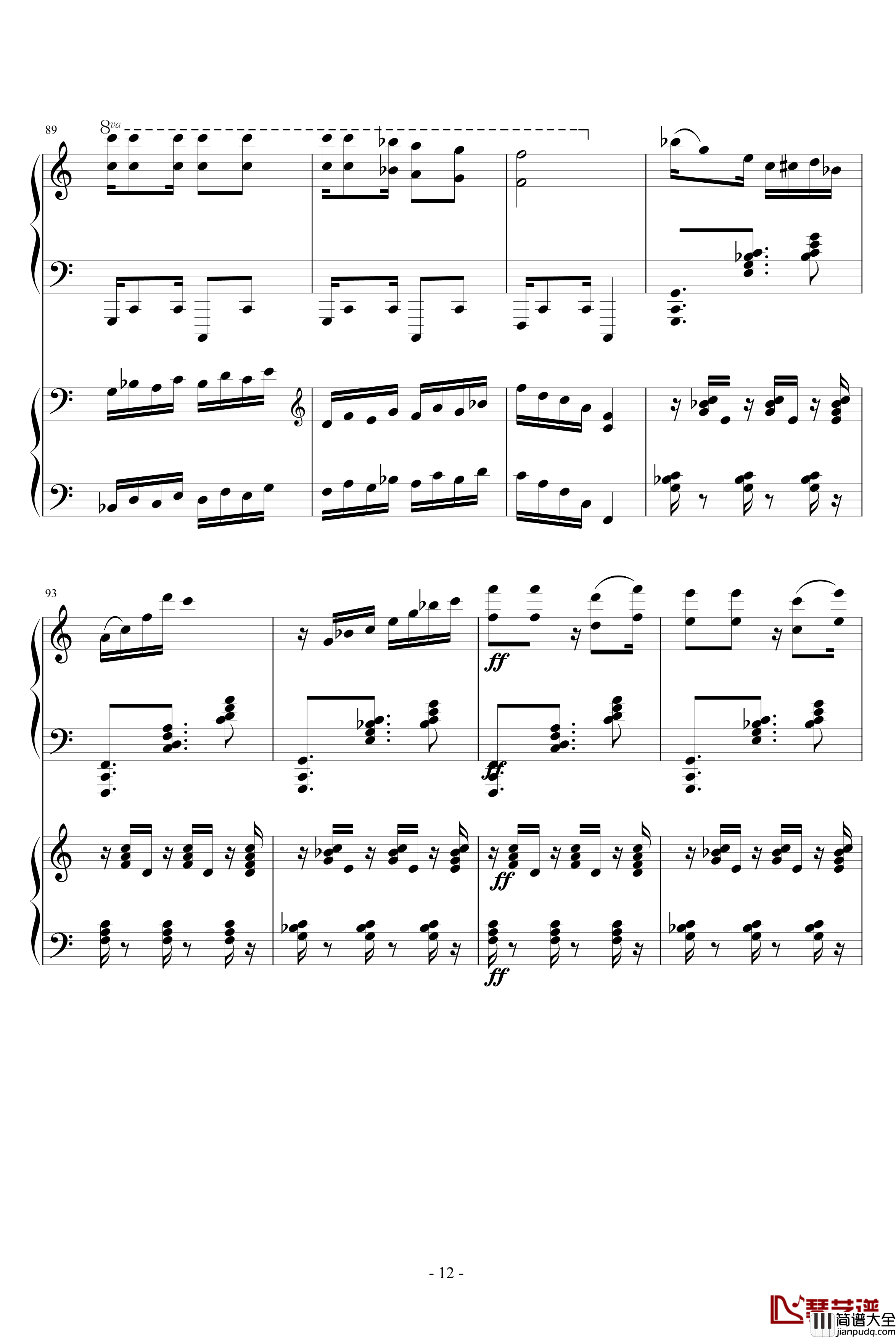 爵士双钢琴奏鸣曲第三乐章钢琴谱_米约