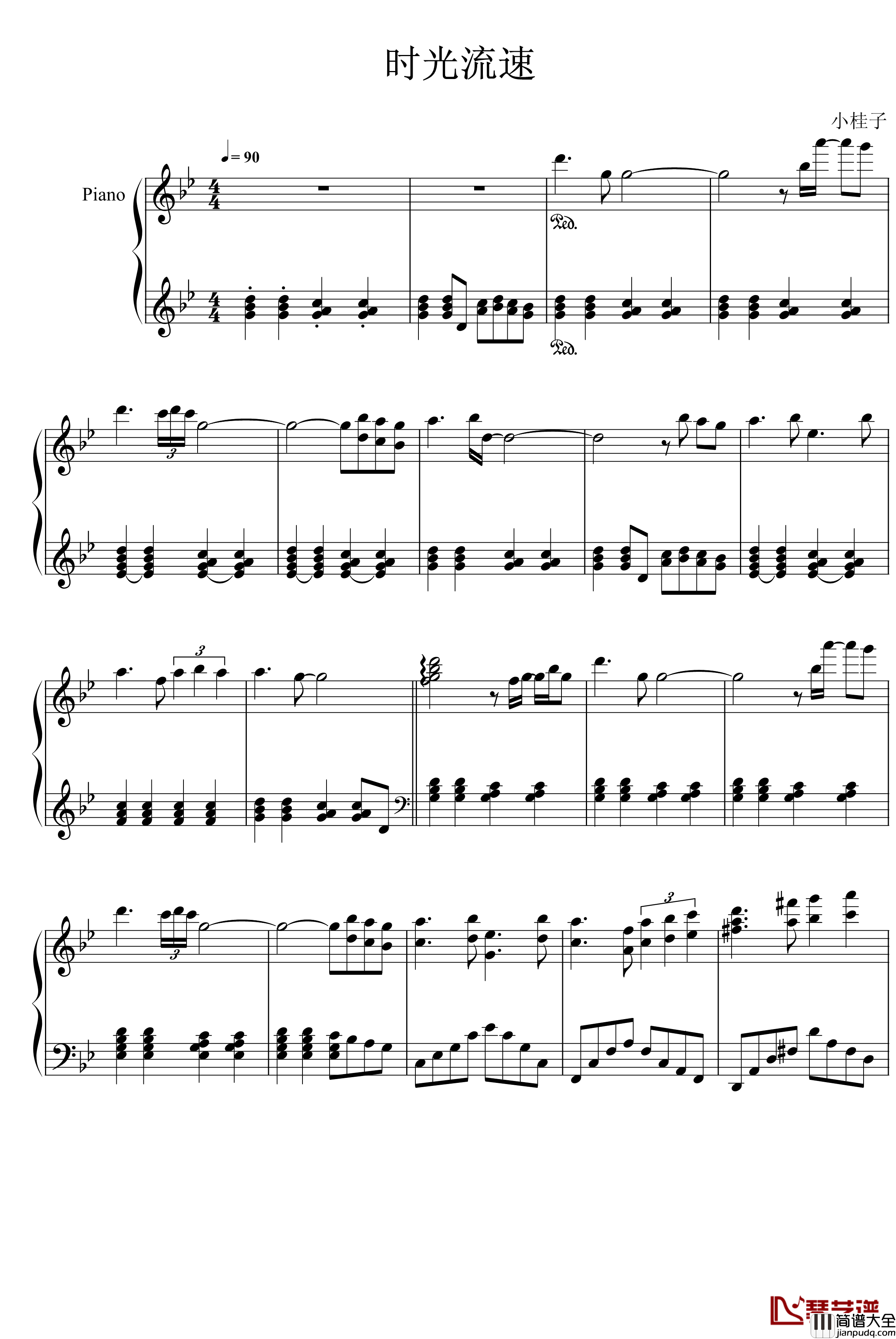 时光流速钢琴谱_雅尼