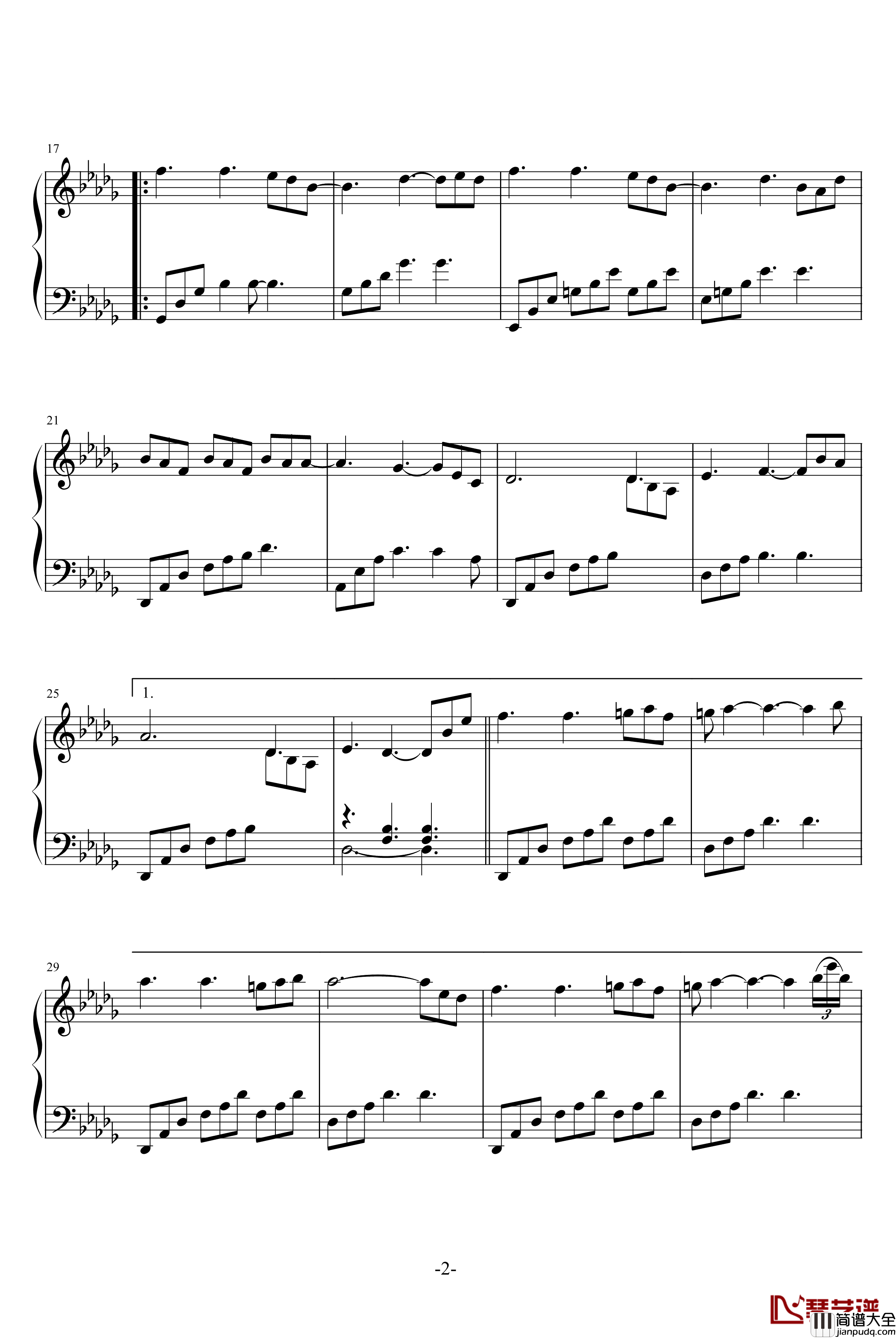 唯一的记忆钢琴谱_雅尼