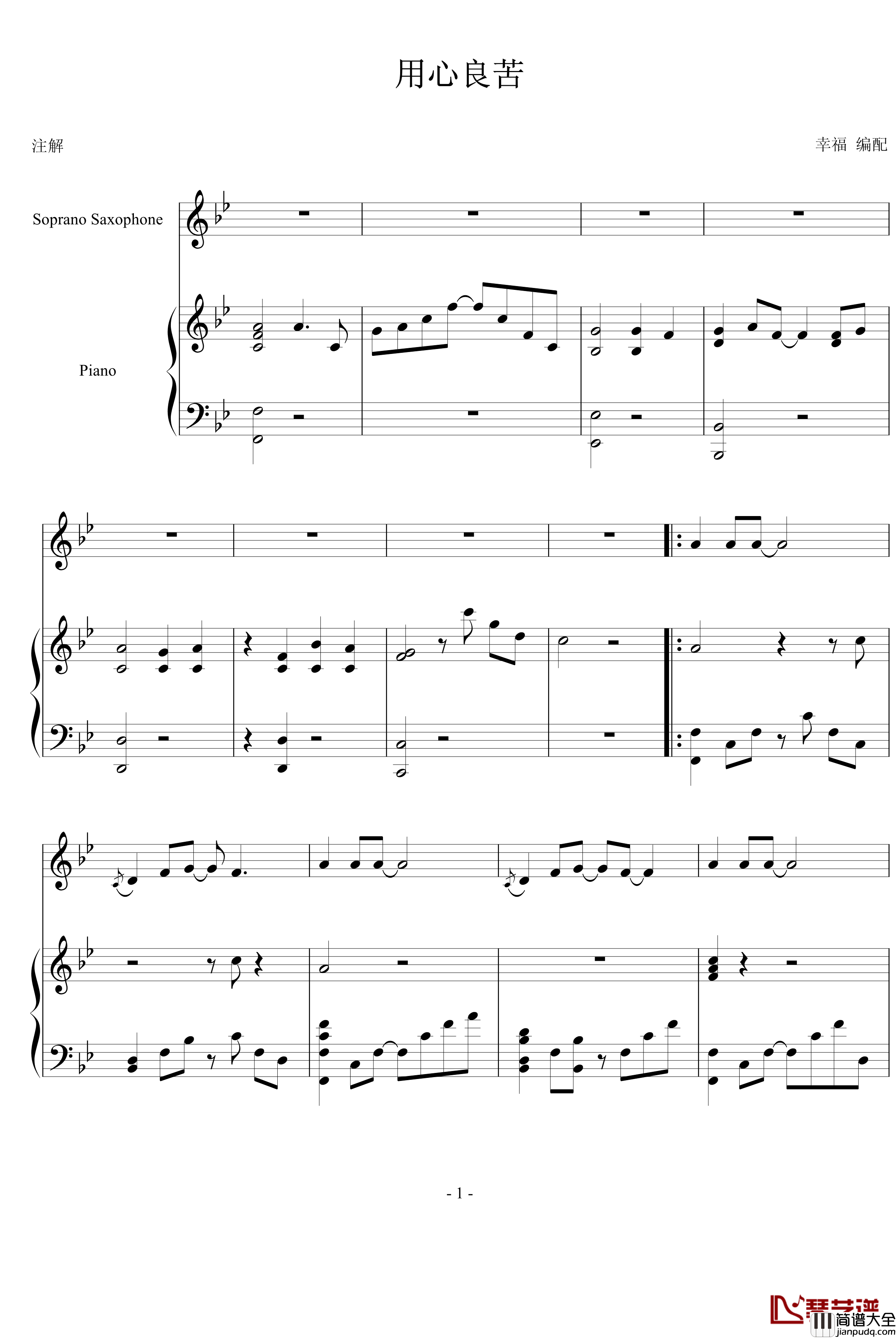 用心良苦钢琴谱_弹唱_张宇