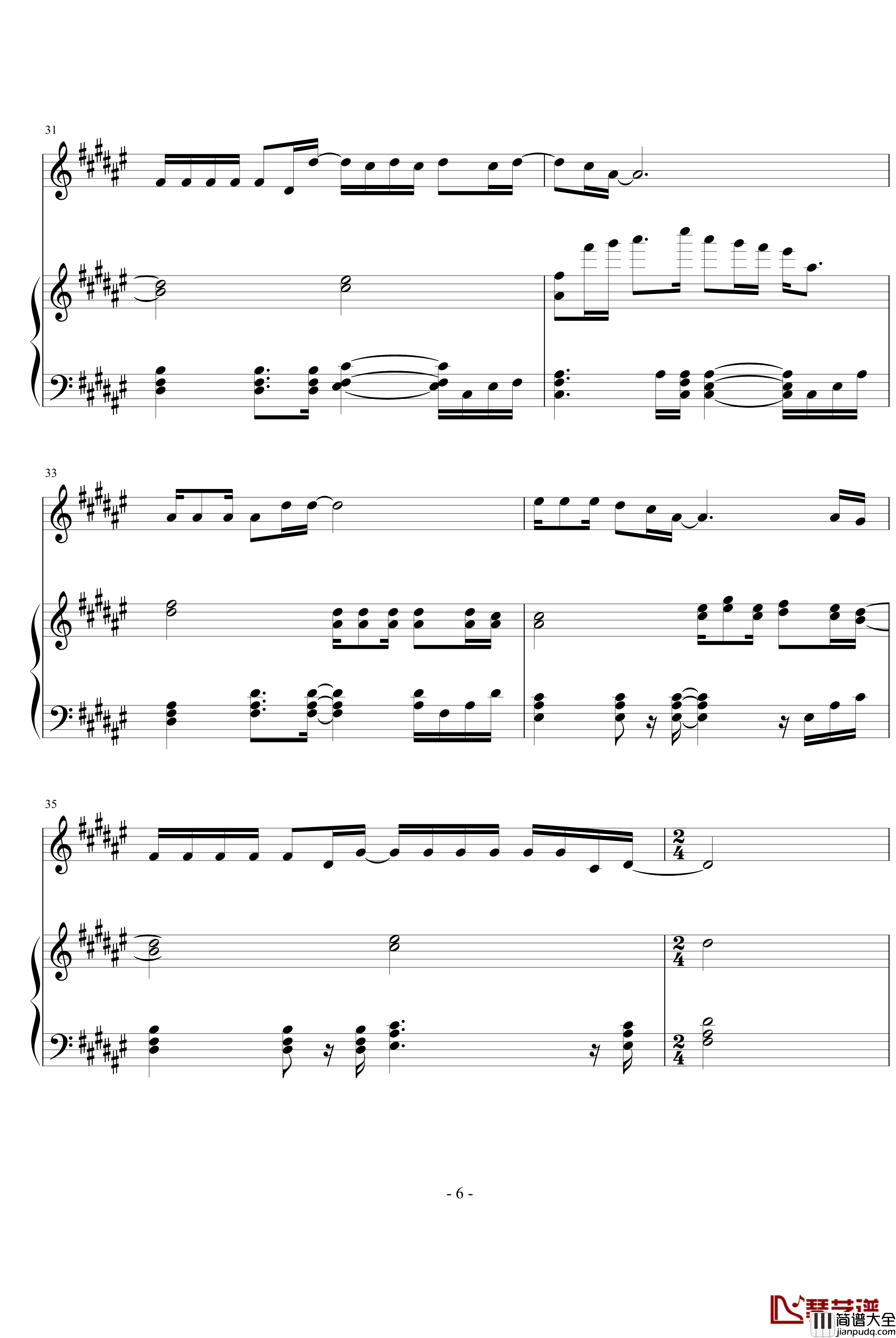 一天一点爱恋钢琴谱_梁朝伟