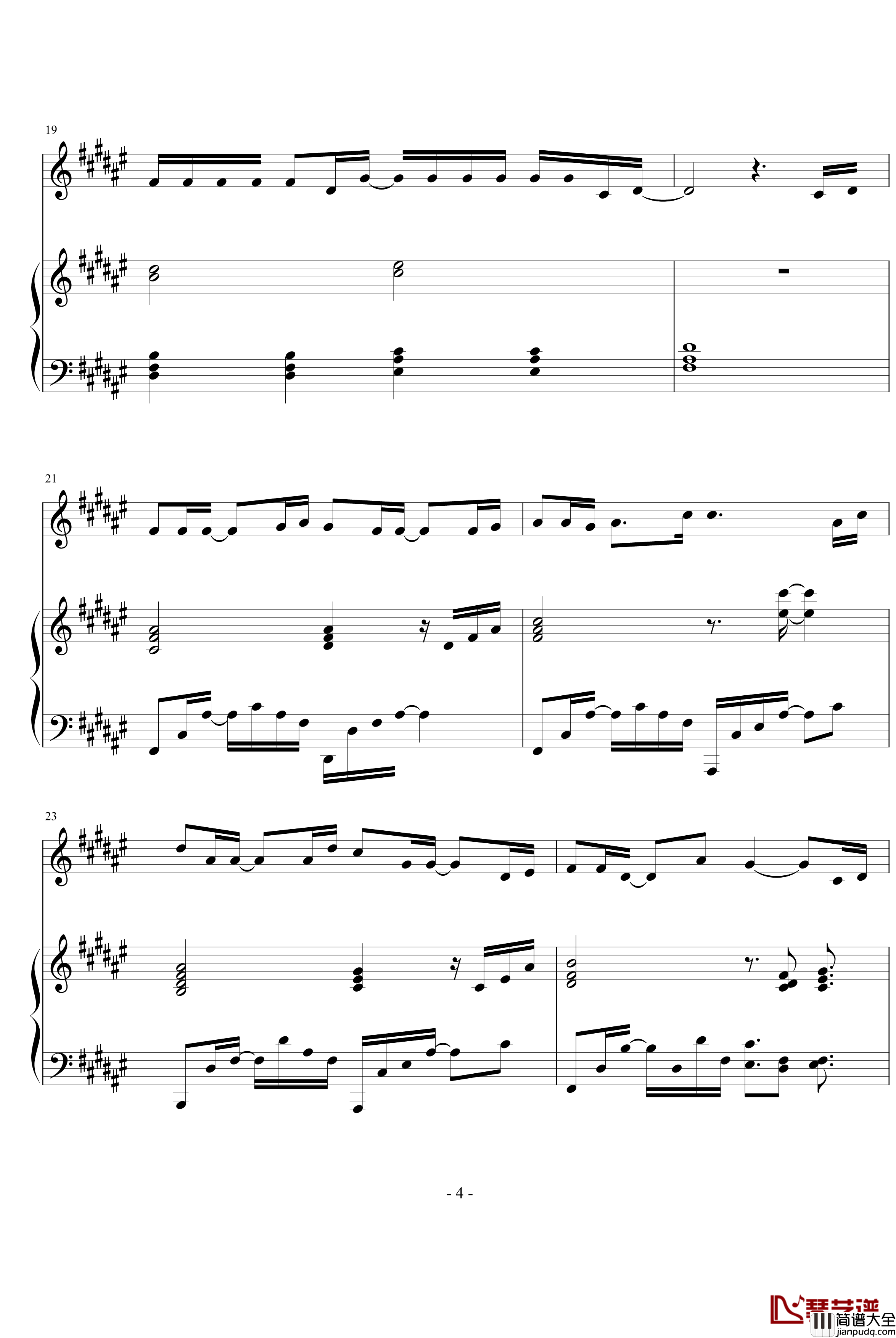 一天一点爱恋钢琴谱_梁朝伟