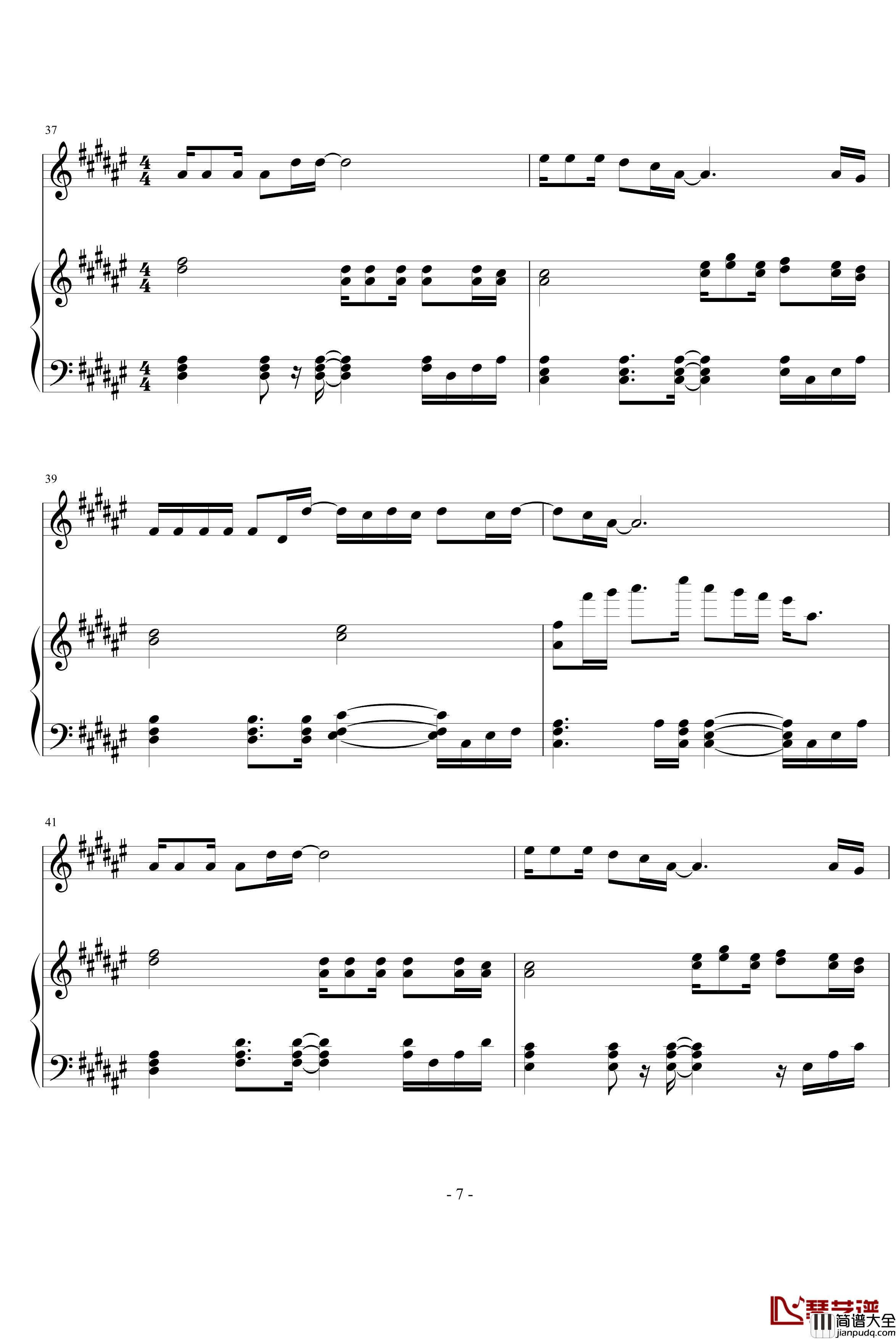 一天一点爱恋钢琴谱_梁朝伟