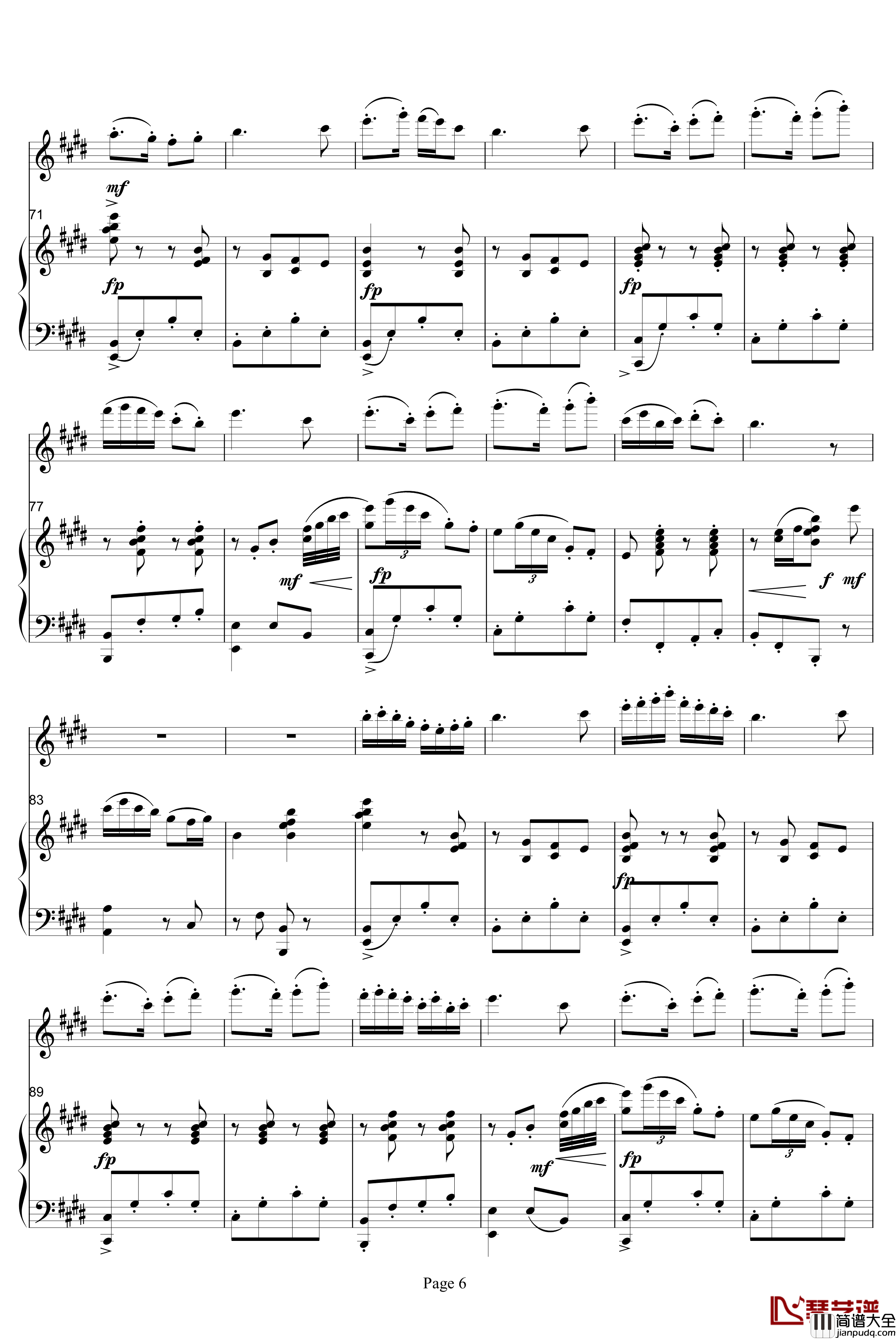 梁山伯与祝英台钢琴谱_小提琴协奏版钢琴谱_片段_中国名曲