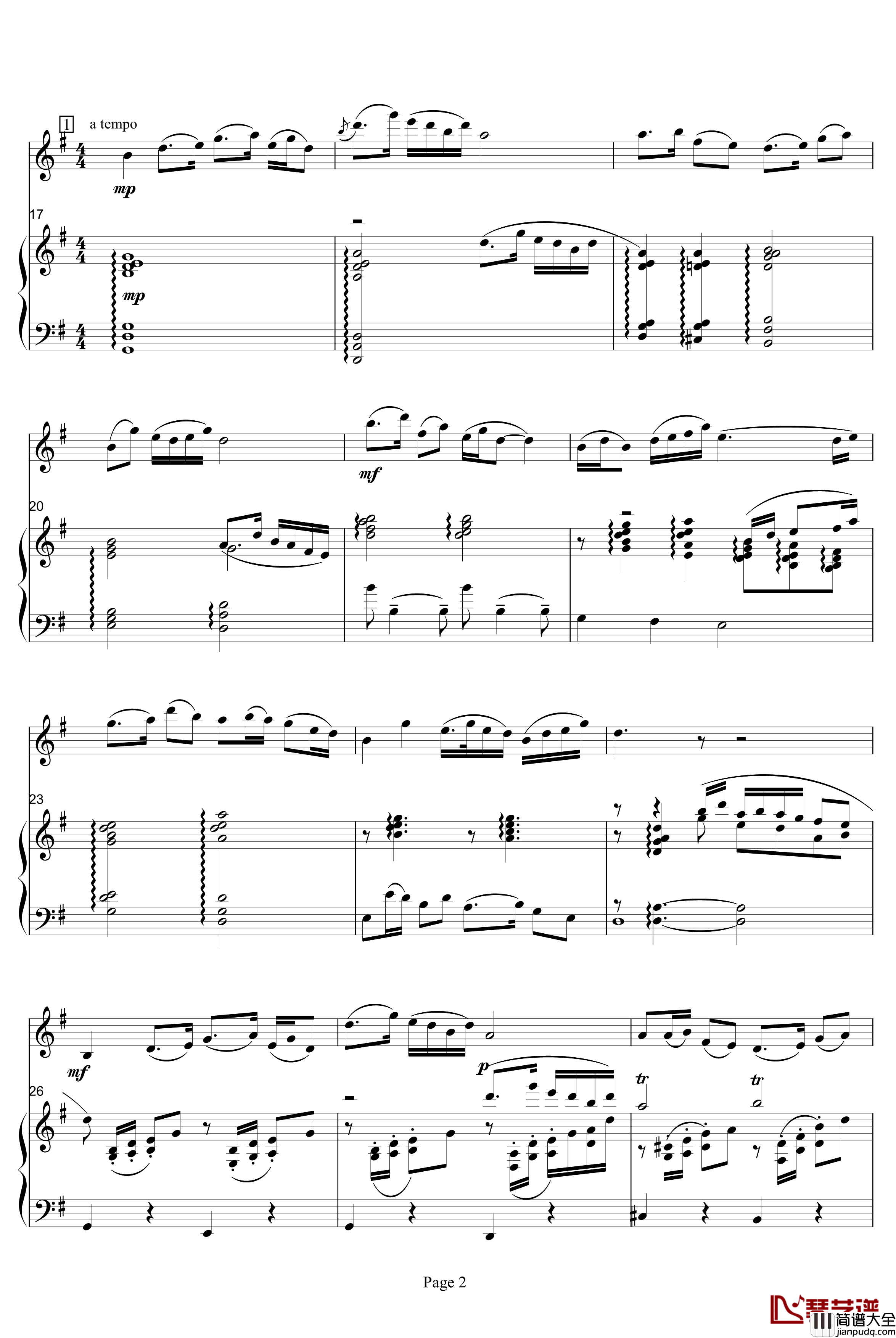 梁山伯与祝英台钢琴谱_小提琴协奏版钢琴谱_片段_中国名曲