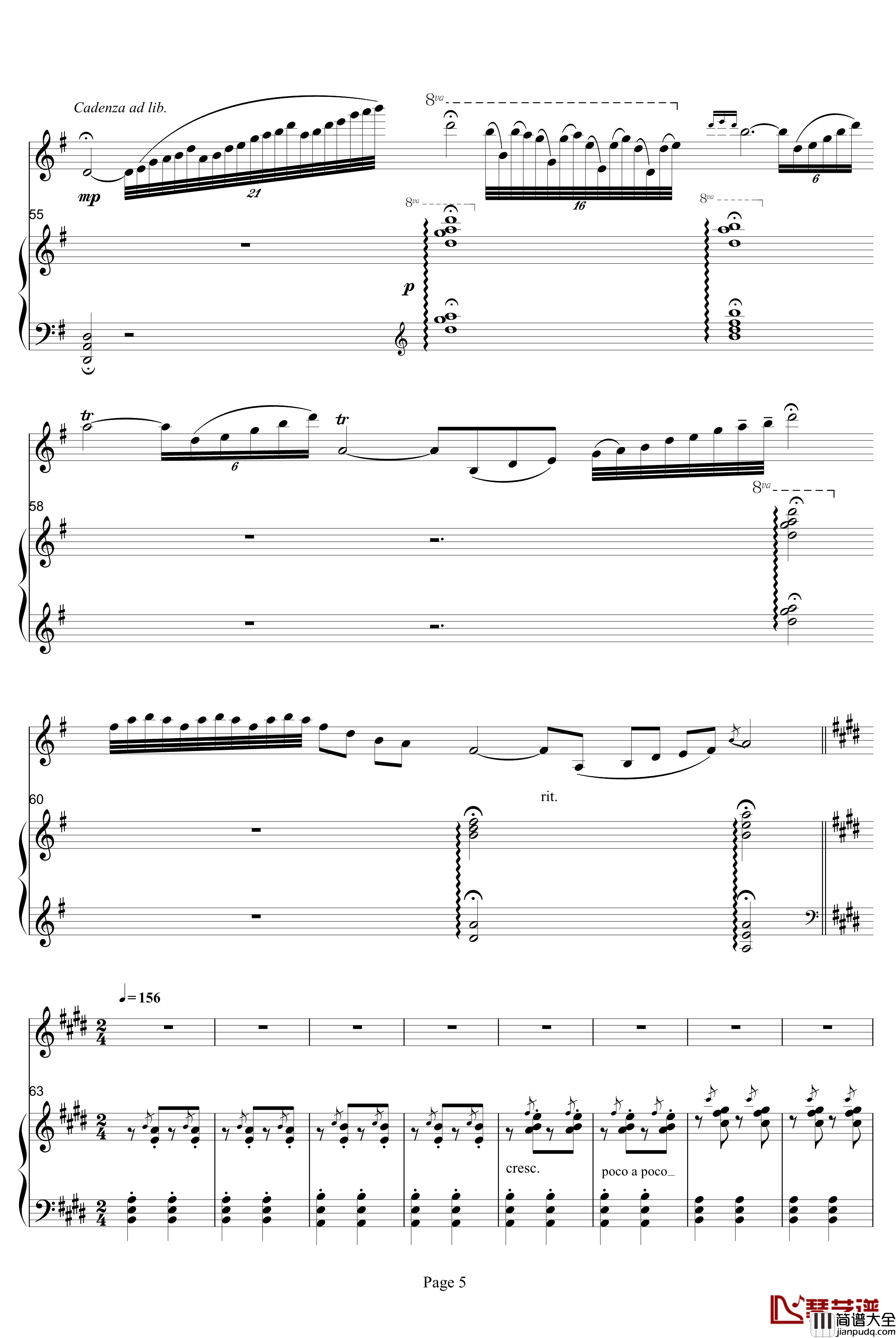 梁山伯与祝英台钢琴谱_小提琴协奏版钢琴谱_片段_中国名曲