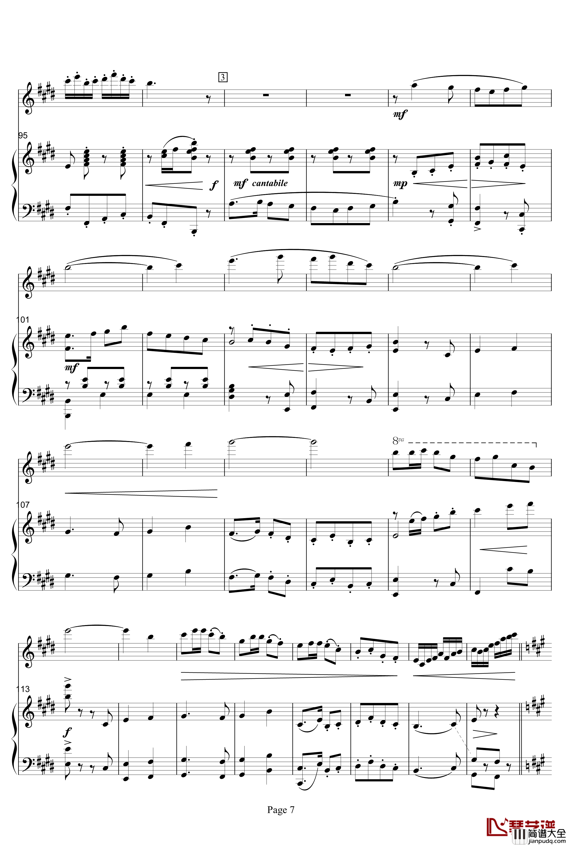 梁山伯与祝英台钢琴谱_小提琴协奏版钢琴谱_片段_中国名曲