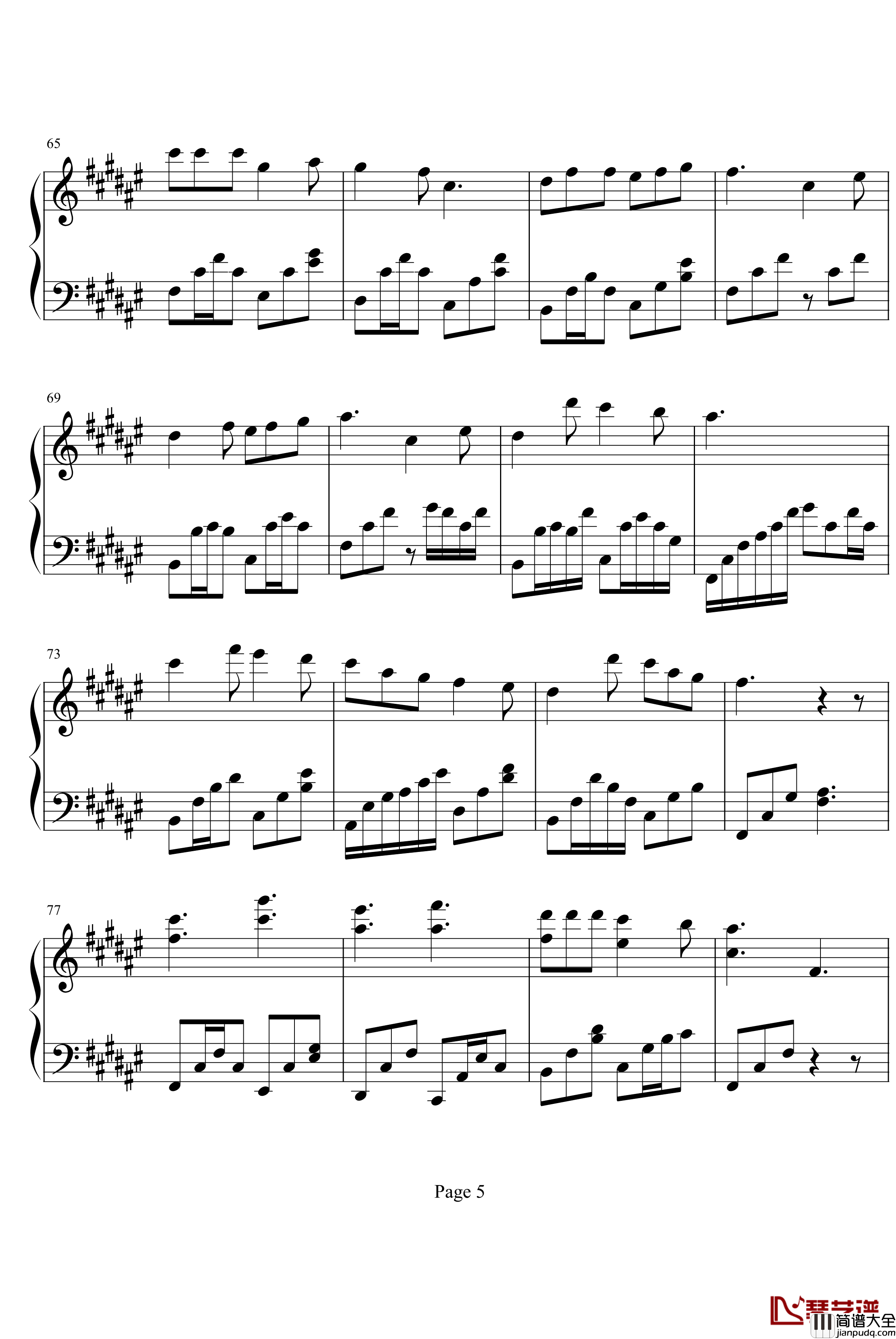 过云雨钢琴谱_b欣仔b版_张敬轩